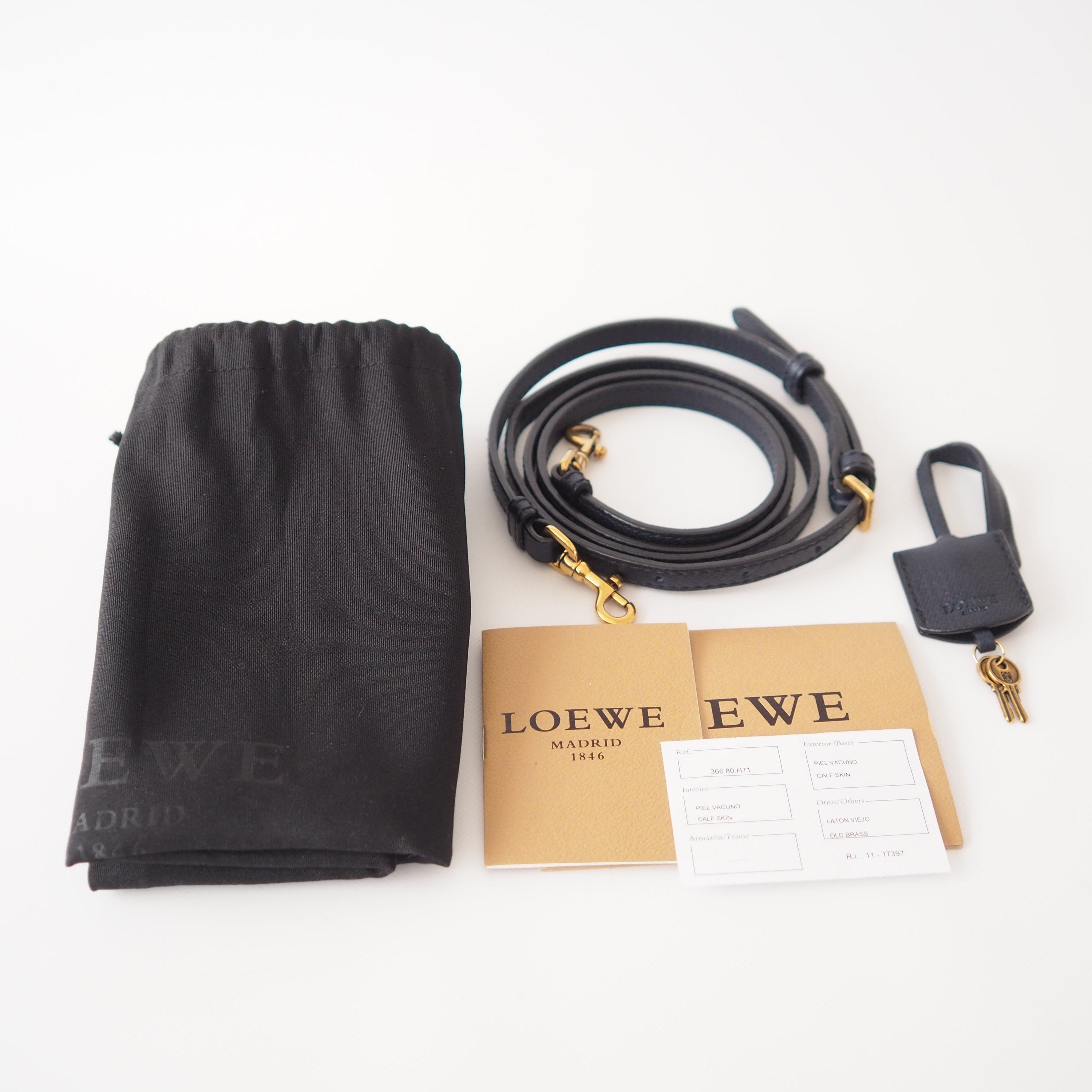 LOEWE Amazona 23 Anagram 2way Mini Hand Shoulder Bag Suede Denim Authentic
