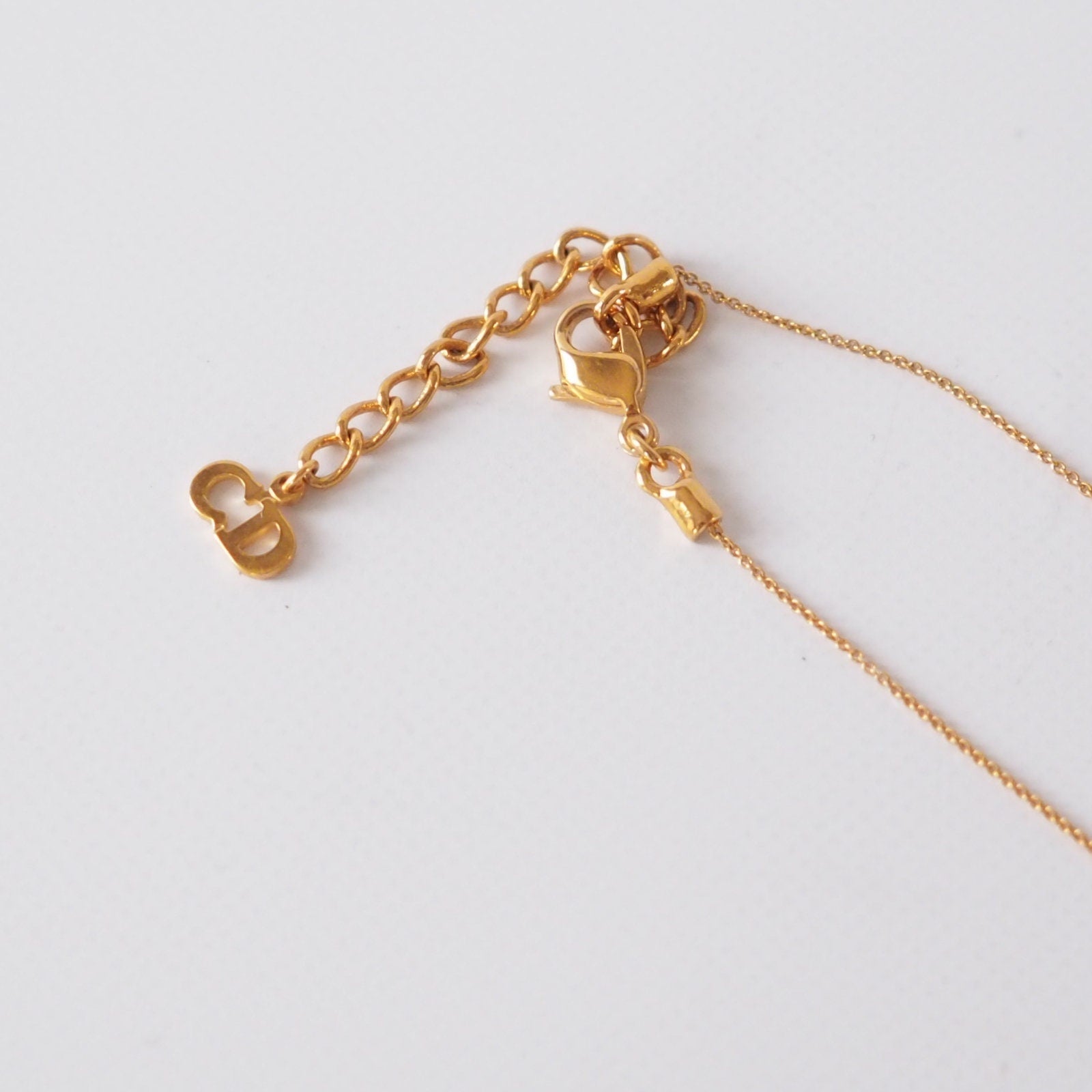 Christian Dior Necklace CD Logo Vintage Metal Gold Authentic