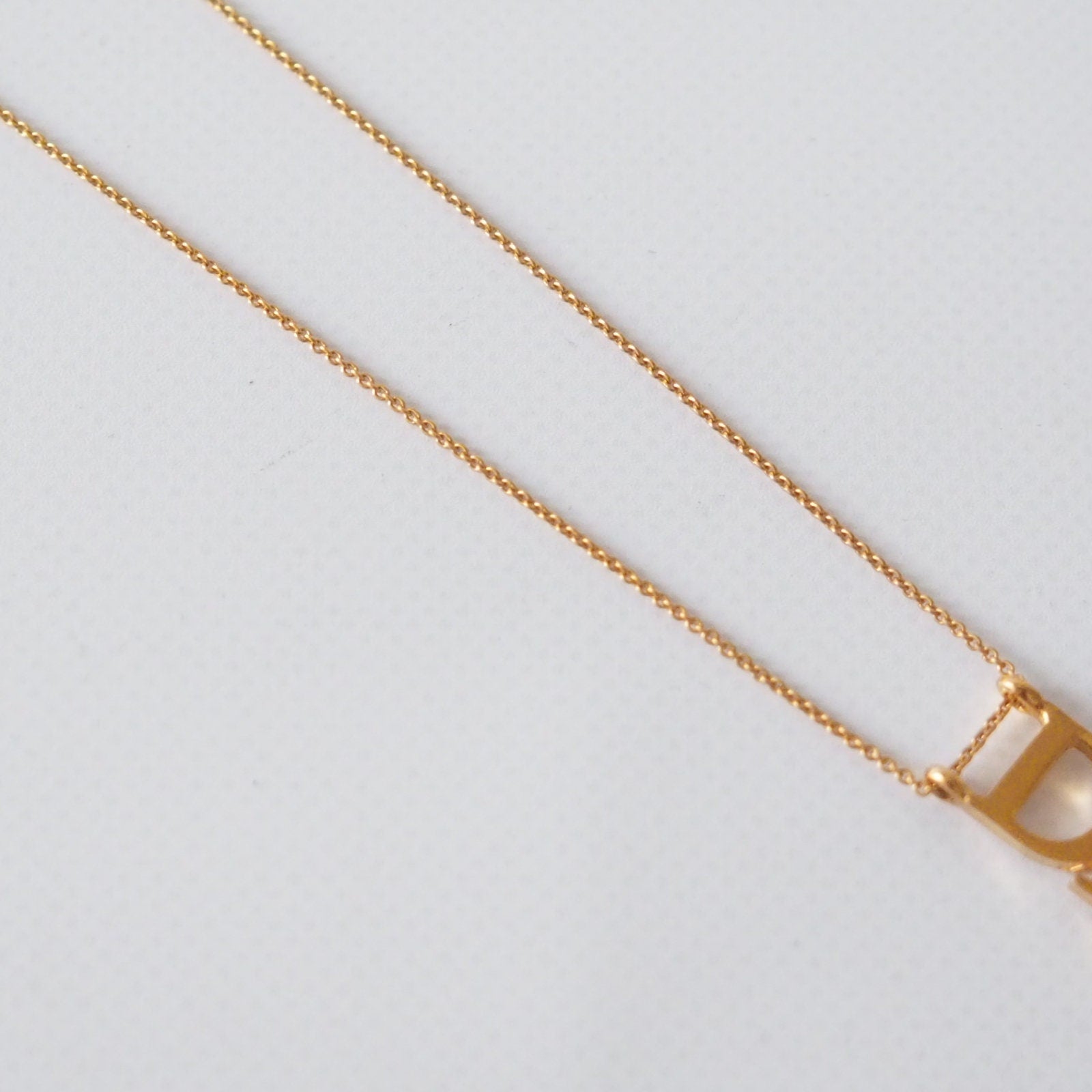 Christian Dior Necklace CD Logo Vintage Metal Gold Authentic