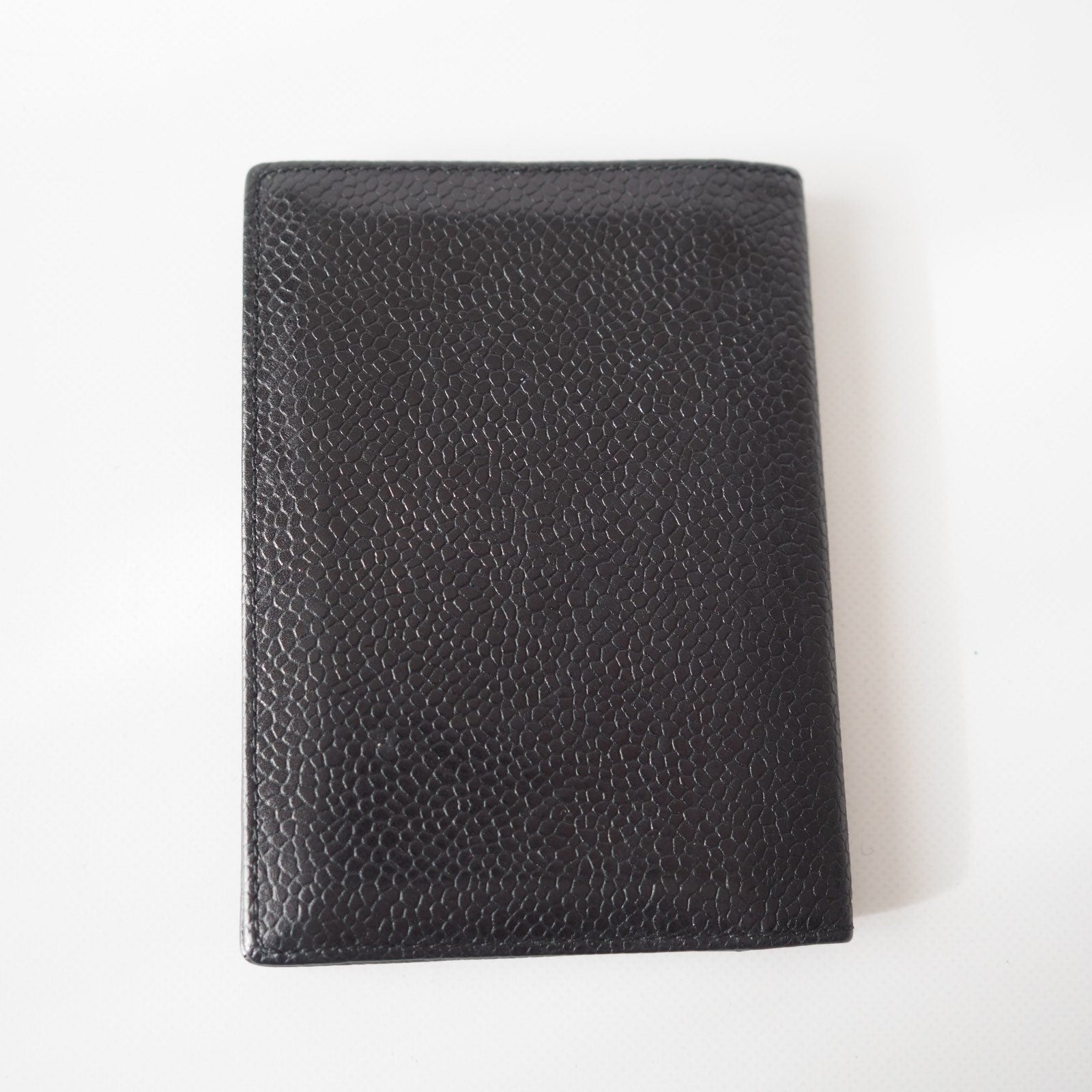 CHANEL Card Case Purse Caviar Skin CC Leather Black Authentic Vintage Box