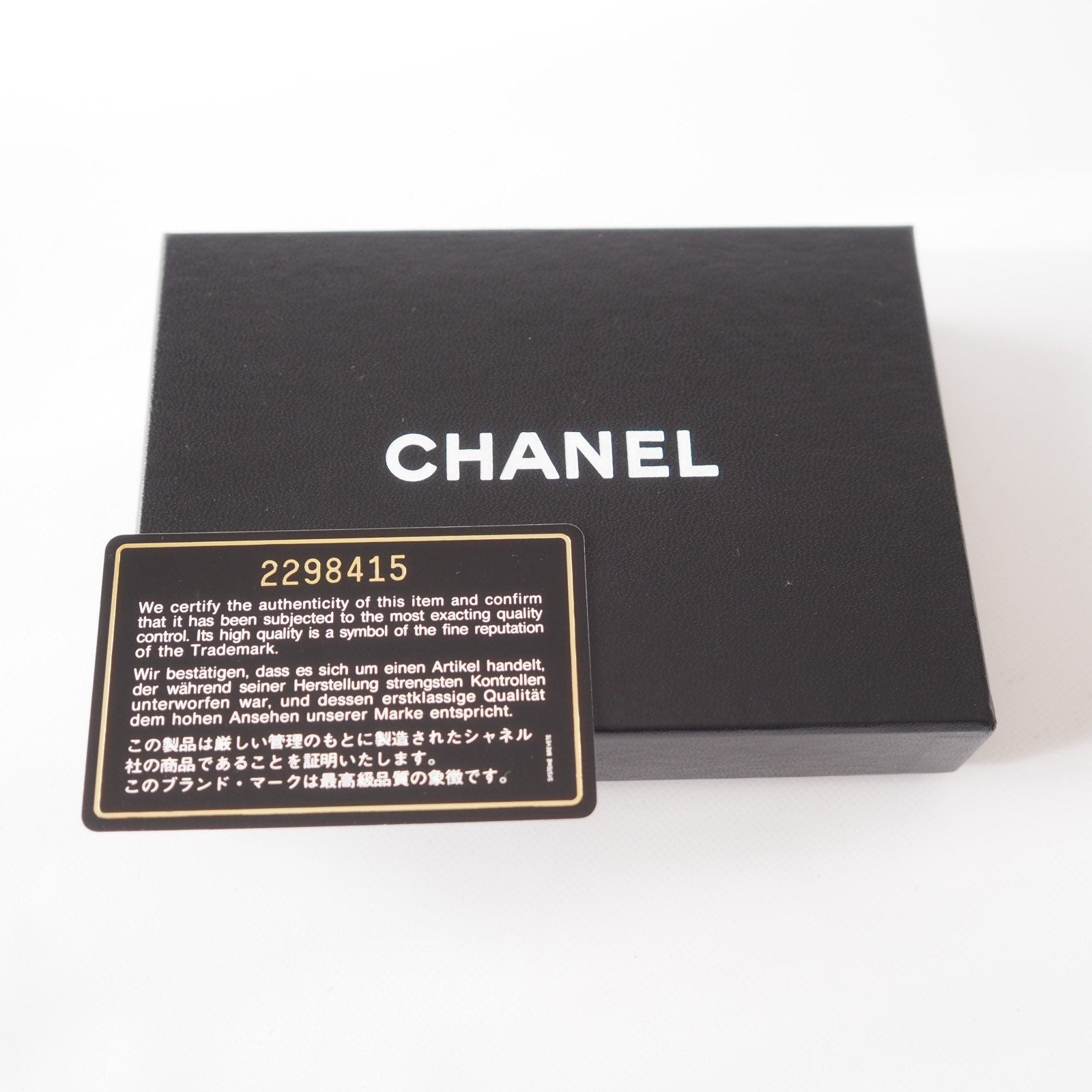 CHANEL Card Case Purse Caviar Skin CC Leather Black Authentic Vintage Box