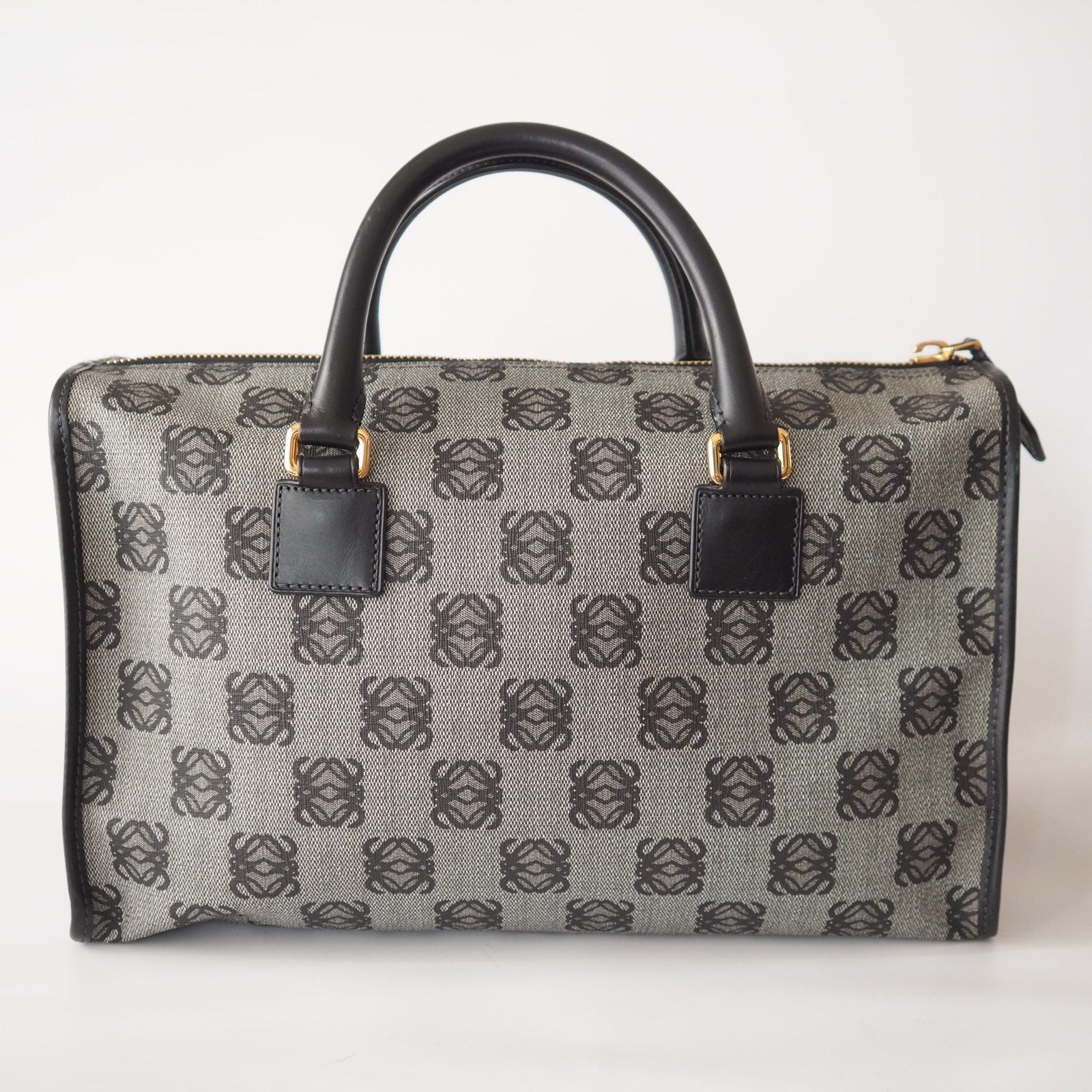 LOEWE Amazona 35 Anagram Hand Boston Bag Black Authentic