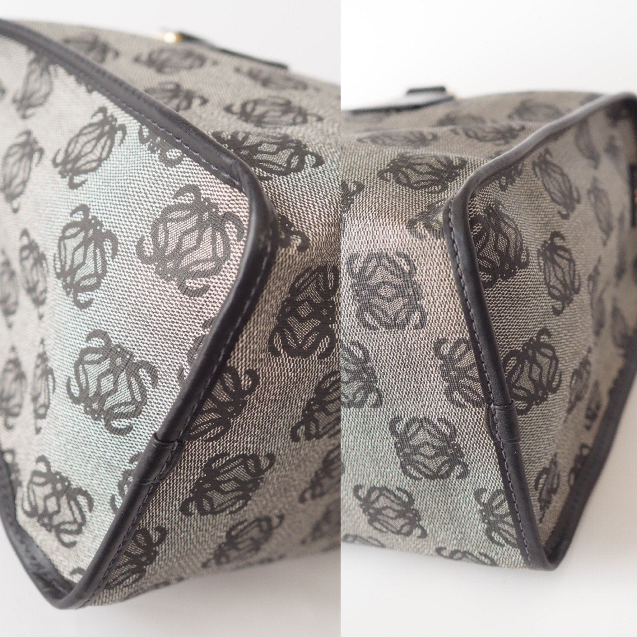 LOEWE Amazona 35 Anagram Hand Boston Bag Black Authentic