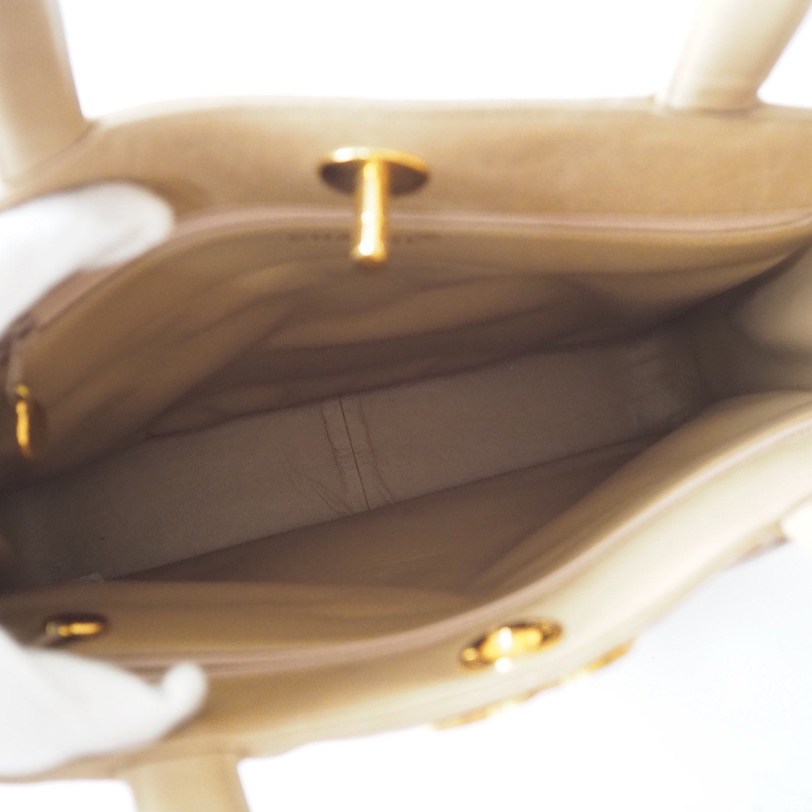 CHANEL Hand Tote Bag Beige Quilted CC Authentic Vintage