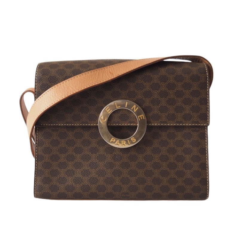 CELINE Macadam Circle Metal Shoulder Bag Authentic Vintage Classical