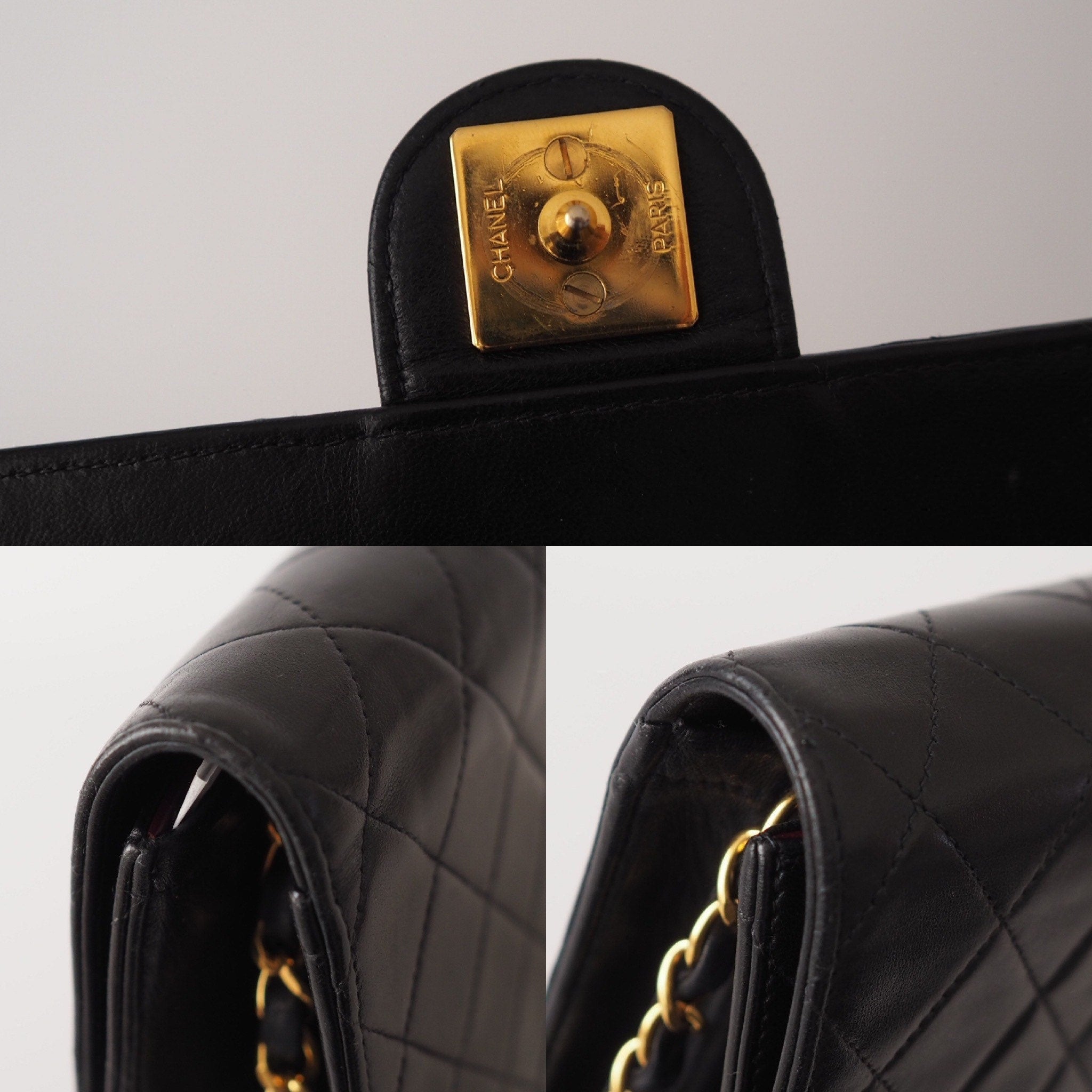 CHANEL Matelasse Quilted CC Logo Chain Shoulder Bag Black vintage Authentic