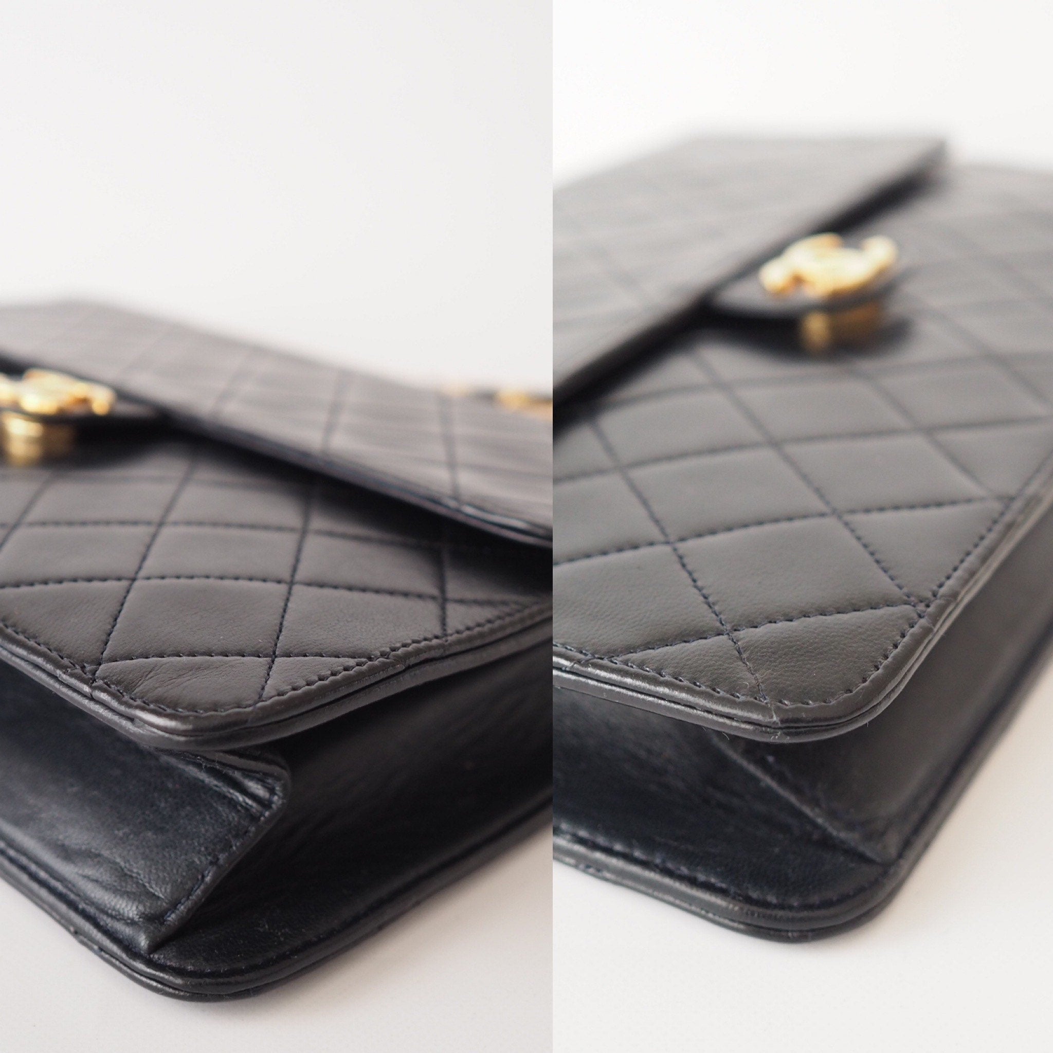 CHANEL Matelasse Quilted CC Logo Chain Shoulder Bag Black vintage Authentic