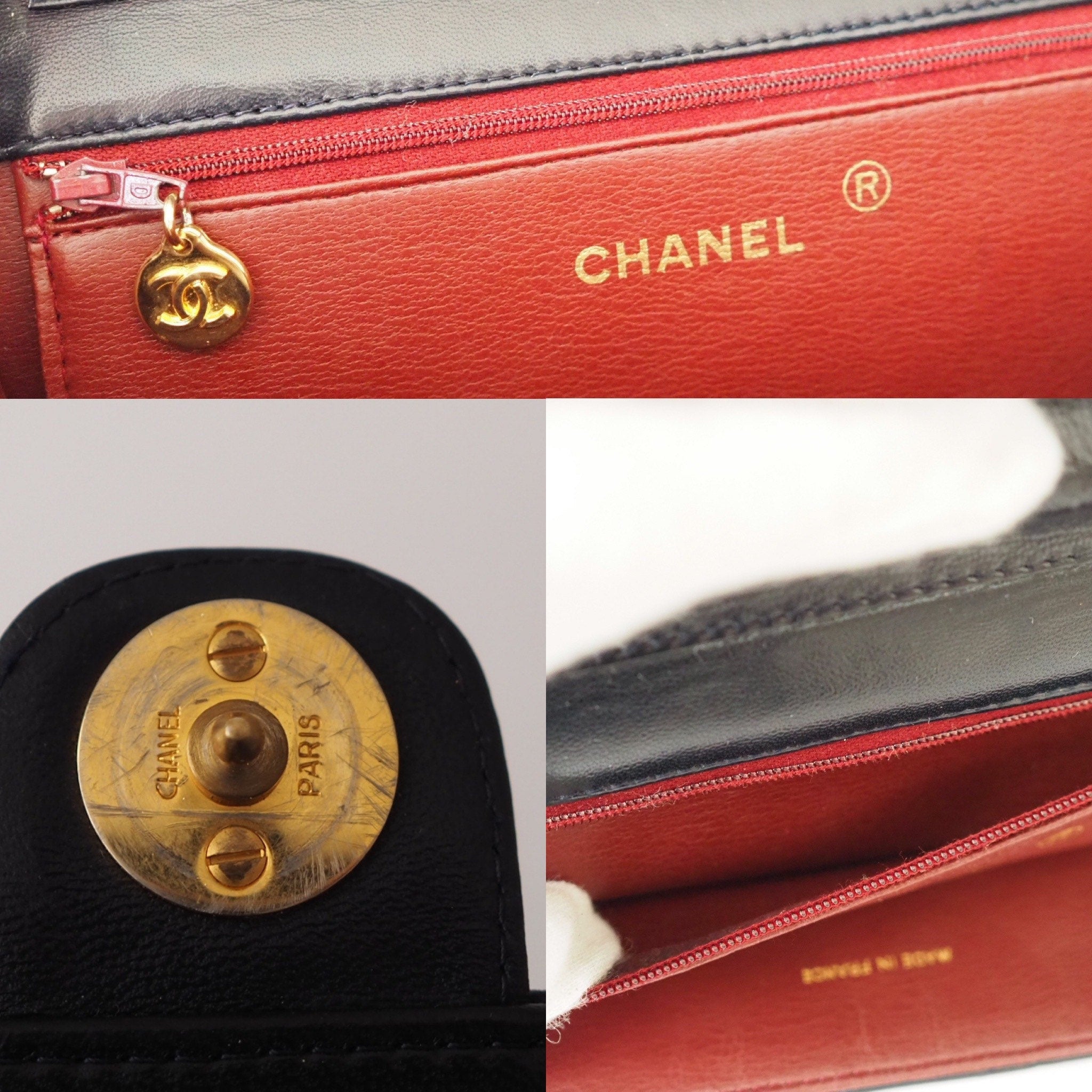 CHANEL Matelasse Quilted CC Logo Chain Shoulder Bag Black vintage Authentic