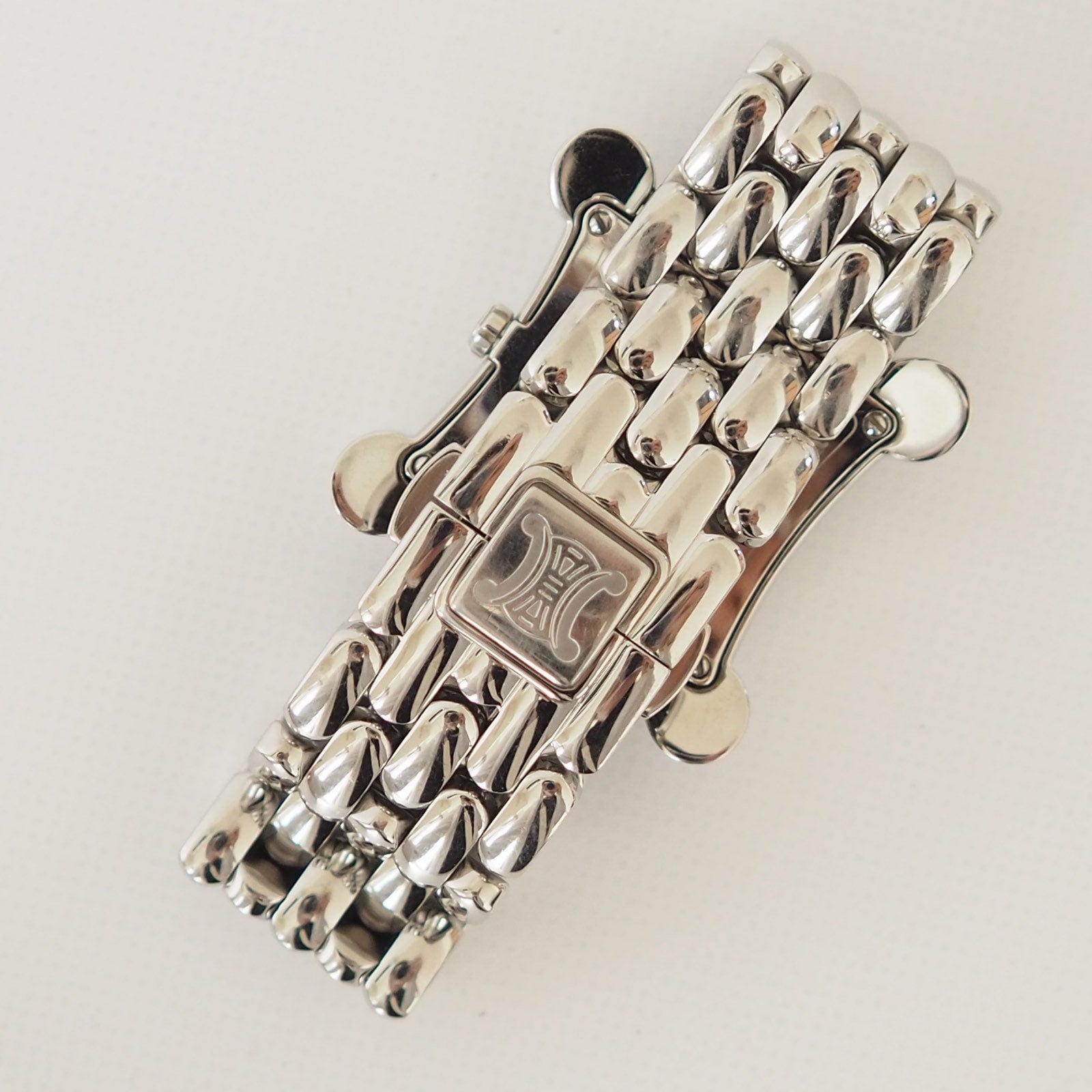 CELINE Watch Wristwatch Macadam Face Silver Color Steel Quartz Vintage