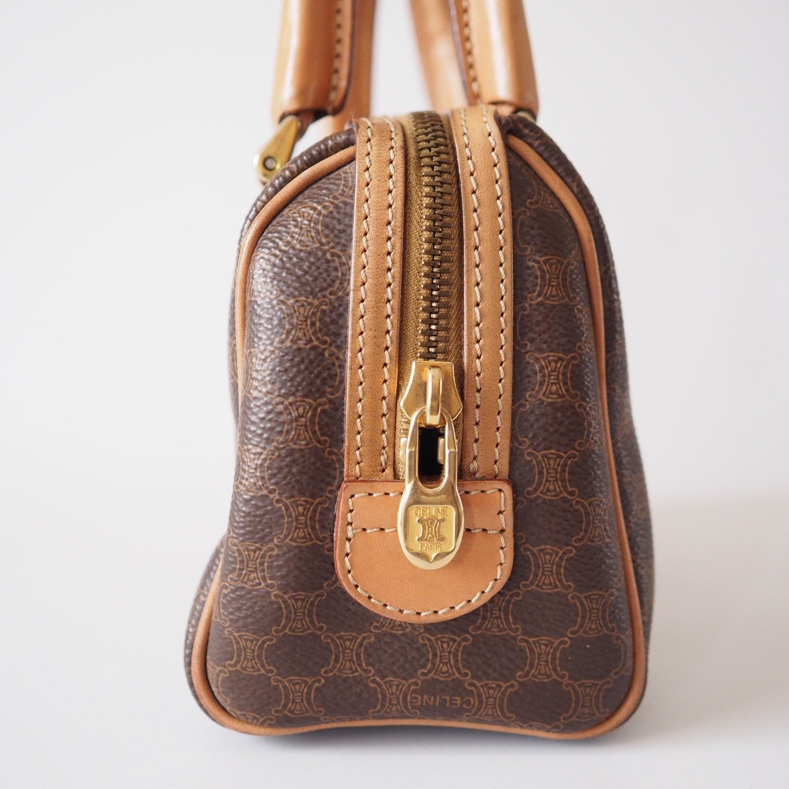 CELINE Macadam 2way Mini Shoulder Boston Bag Authentic Vintage Classical