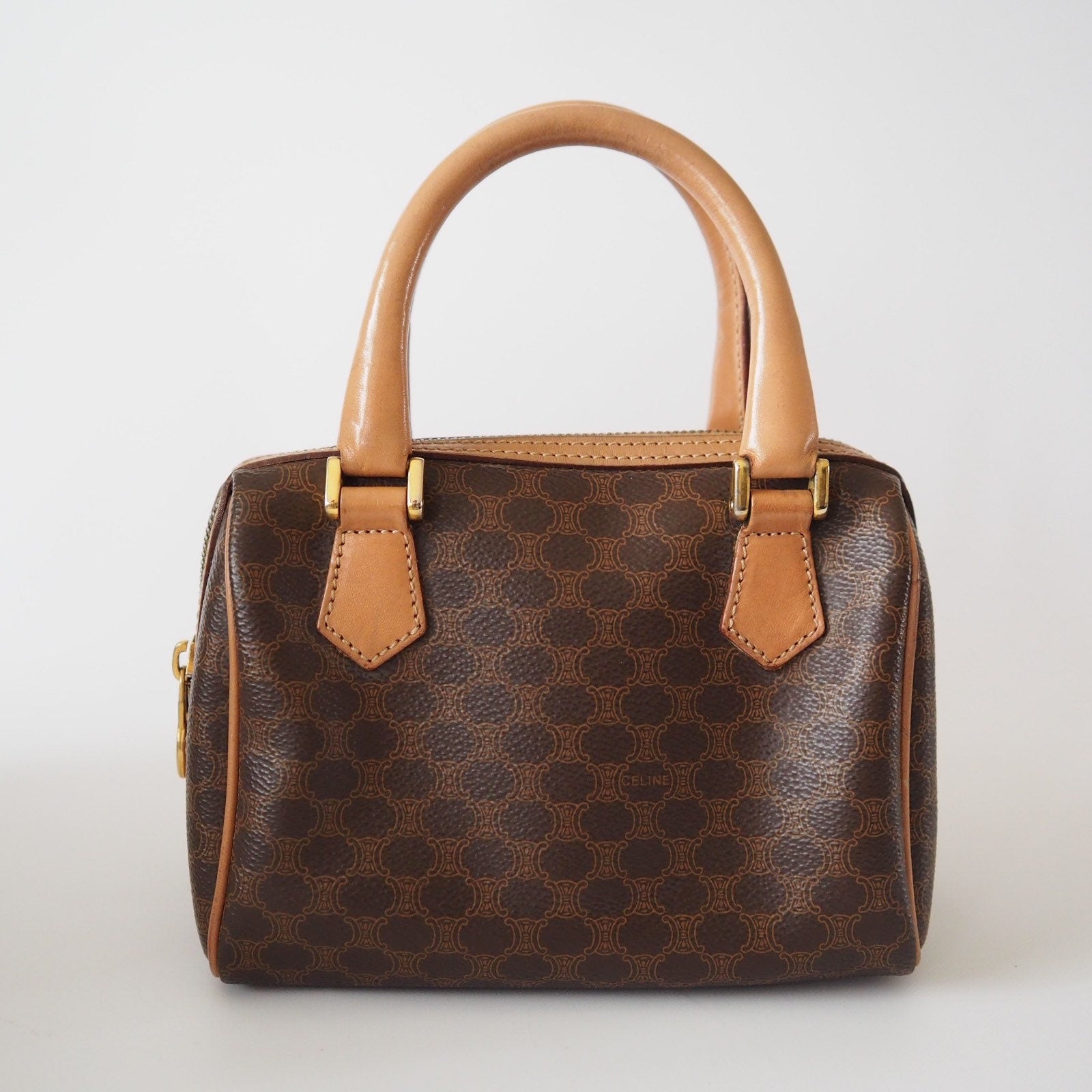 CELINE Macadam 2way Mini Shoulder Boston Bag Authentic Vintage Classical