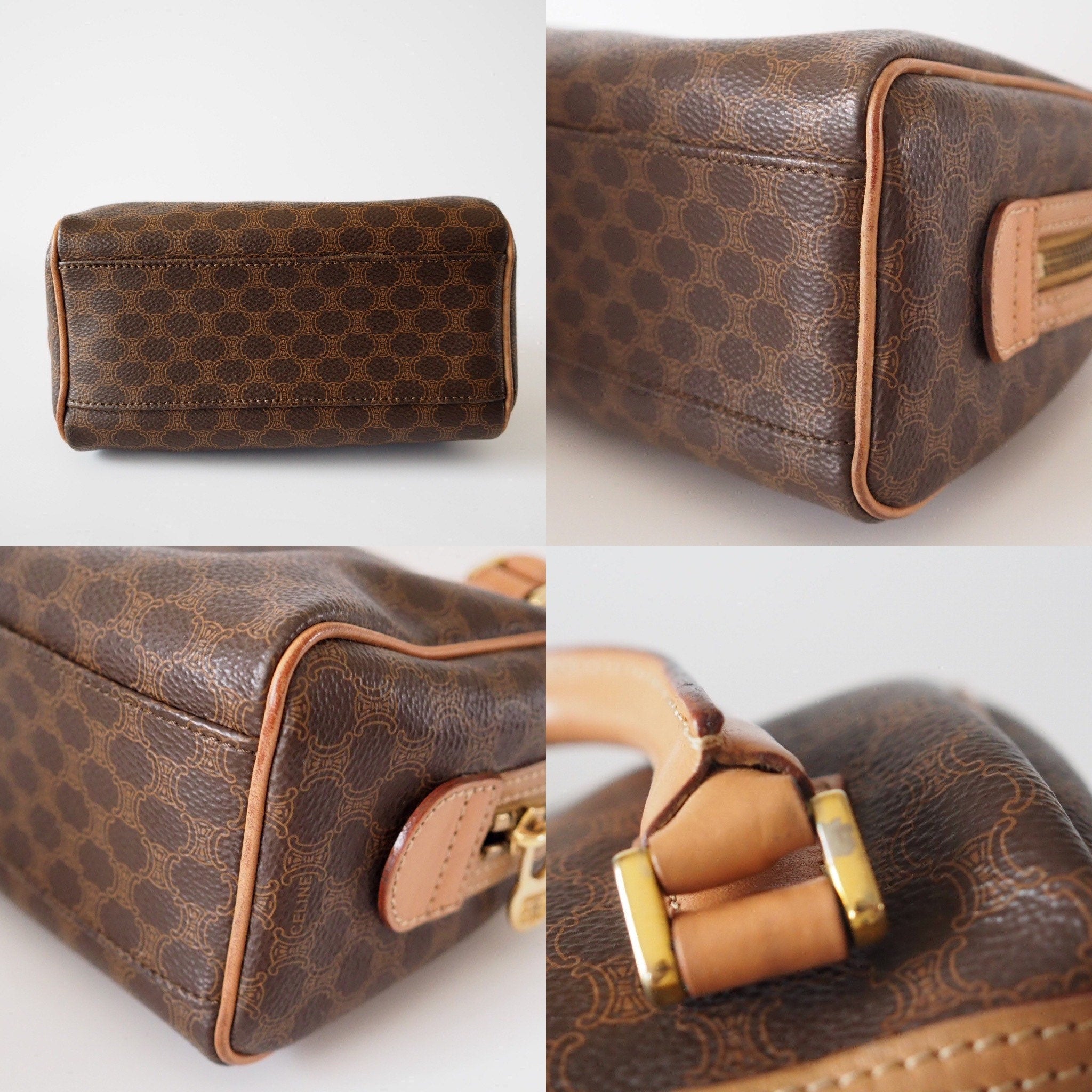 CELINE Macadam 2way Mini Shoulder Boston Bag Authentic Vintage Classical