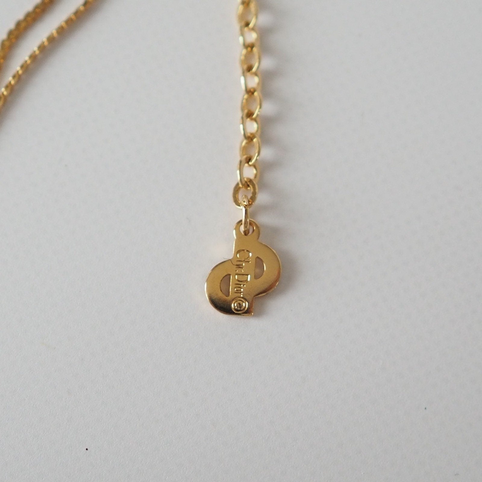Christian Dior Necklace CD Logo Vintage Metal Gold Authentic