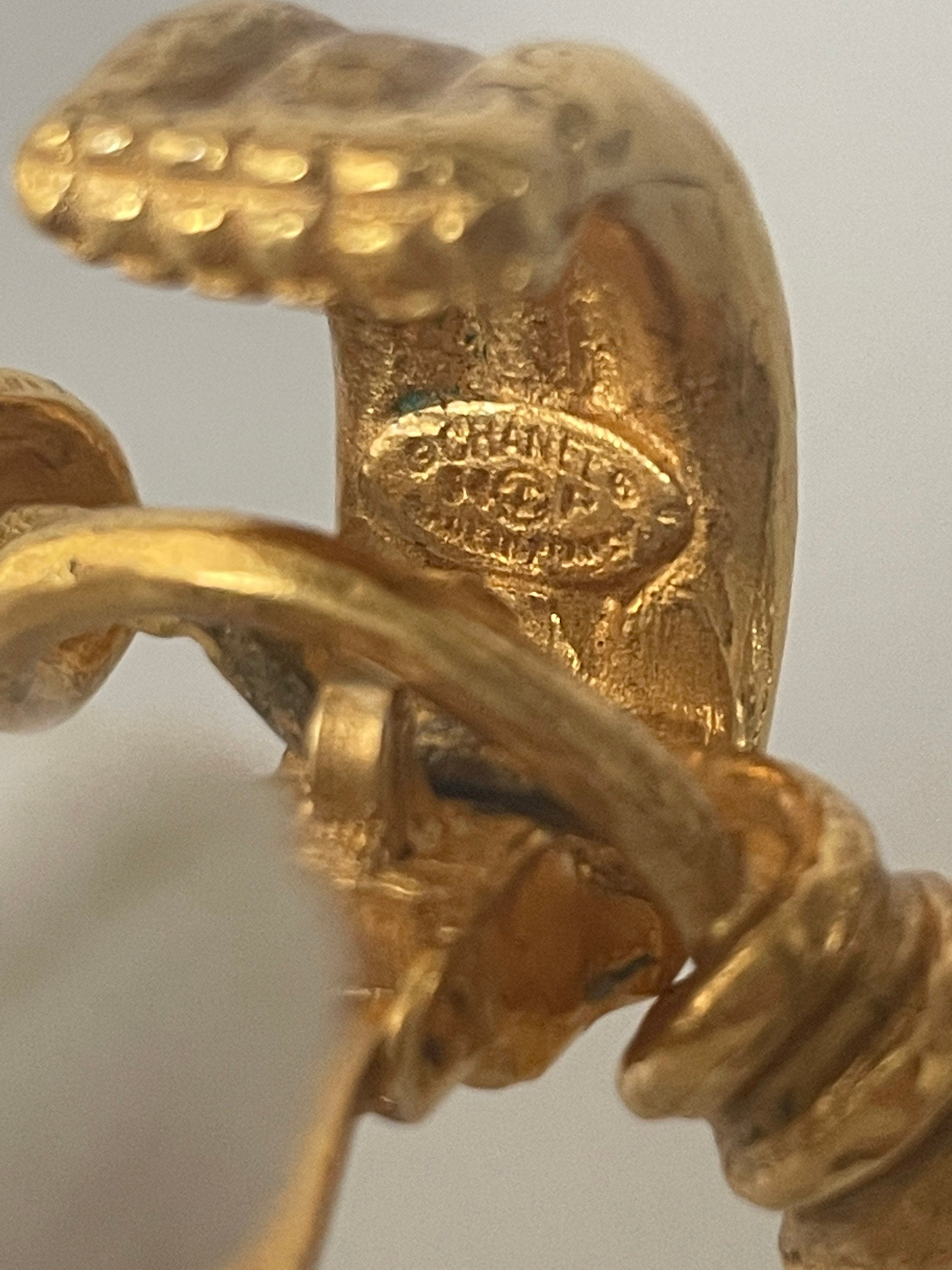 CHANEL Hoop Earrings Coco Mark Gold Authentic