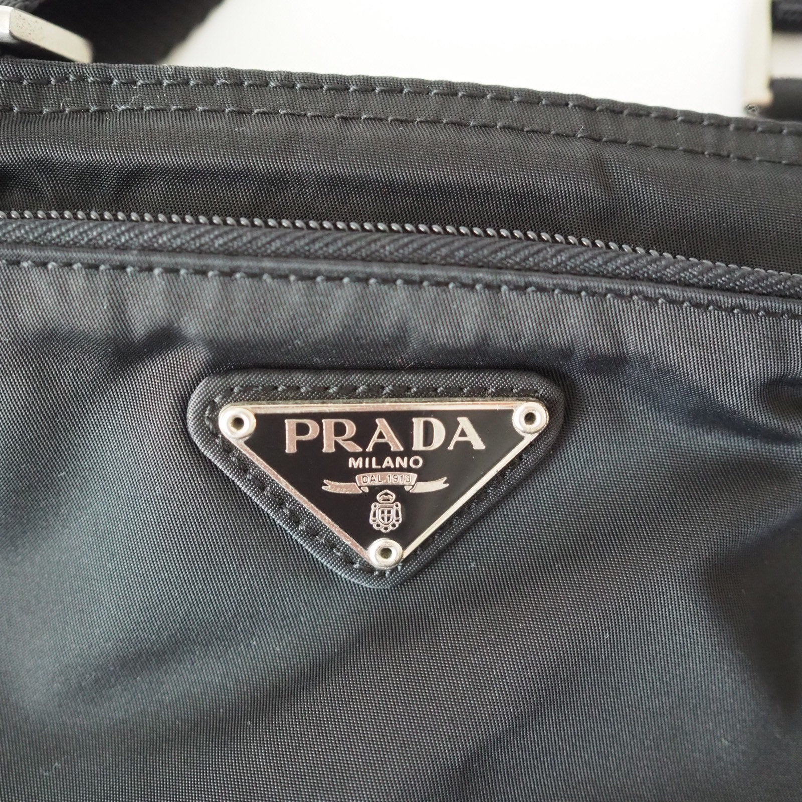 PRADA Nylon Shoulder Bag Sakosh Black Logo Authentic
