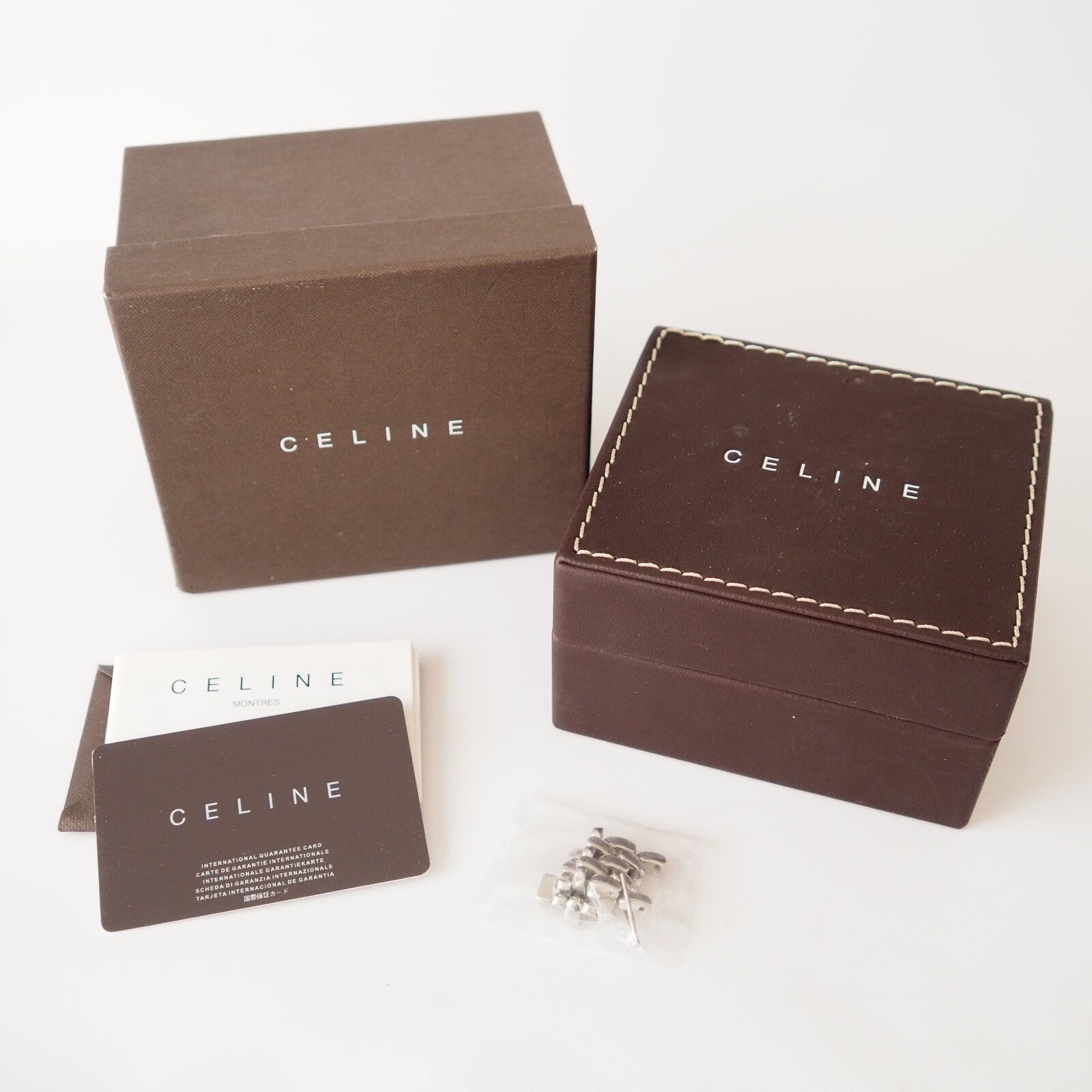 CELINE Watch Wristwatch Macadam Face Silver Color Steel Quartz Vintage