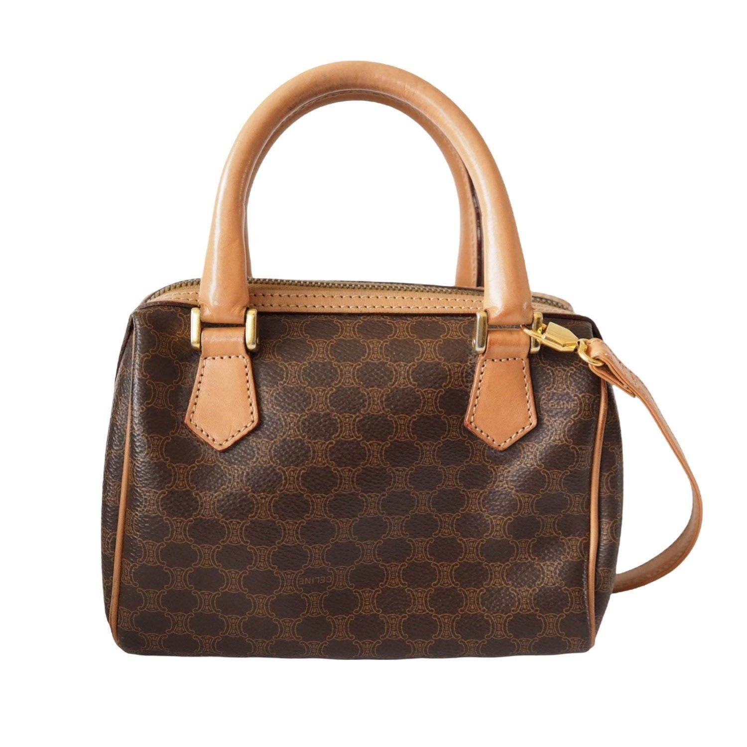 CELINE Macadam 2way Mini Shoulder Boston Bag Authentic Vintage Classical