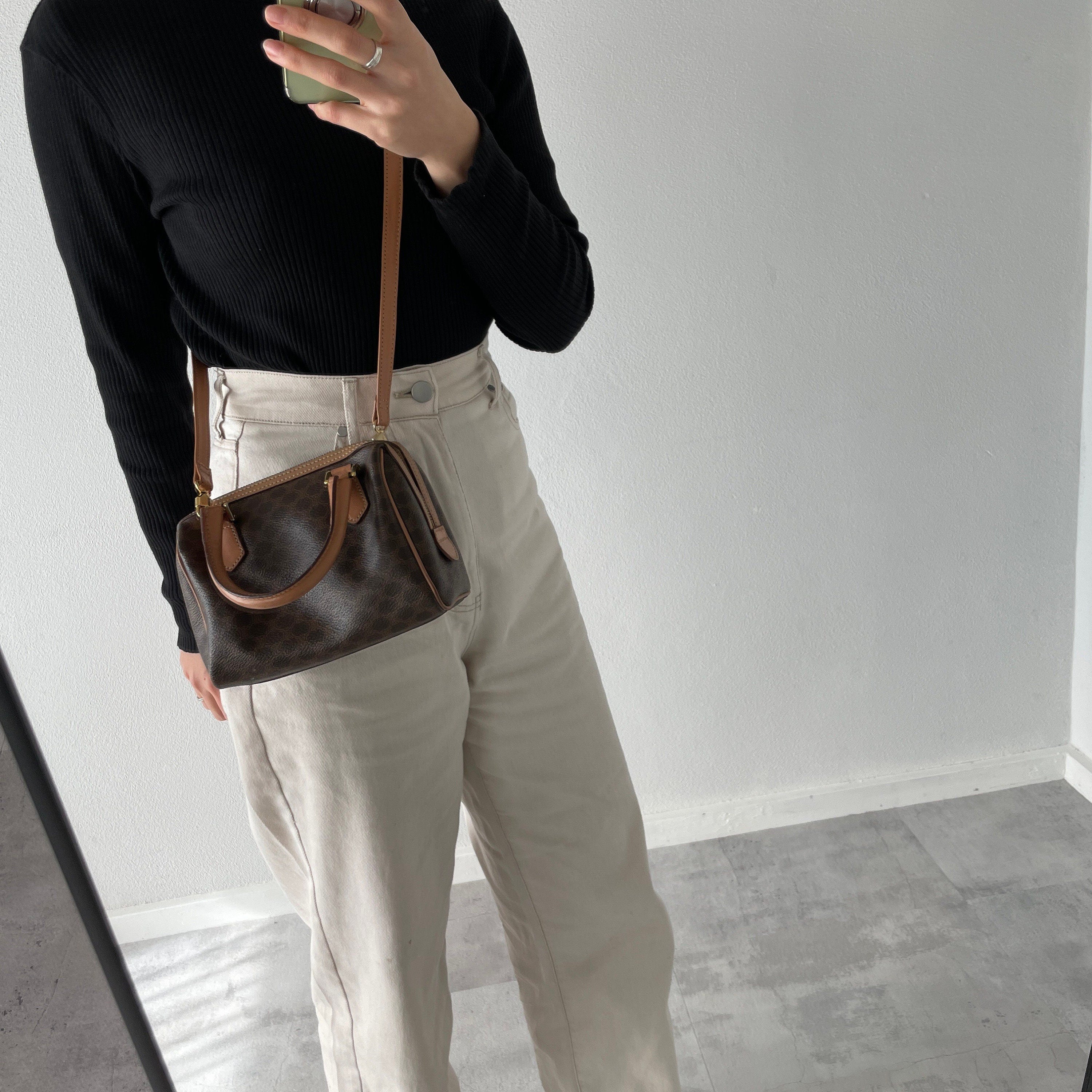 CELINE Macadam 2way Mini Shoulder Boston Bag Authentic Vintage Classical