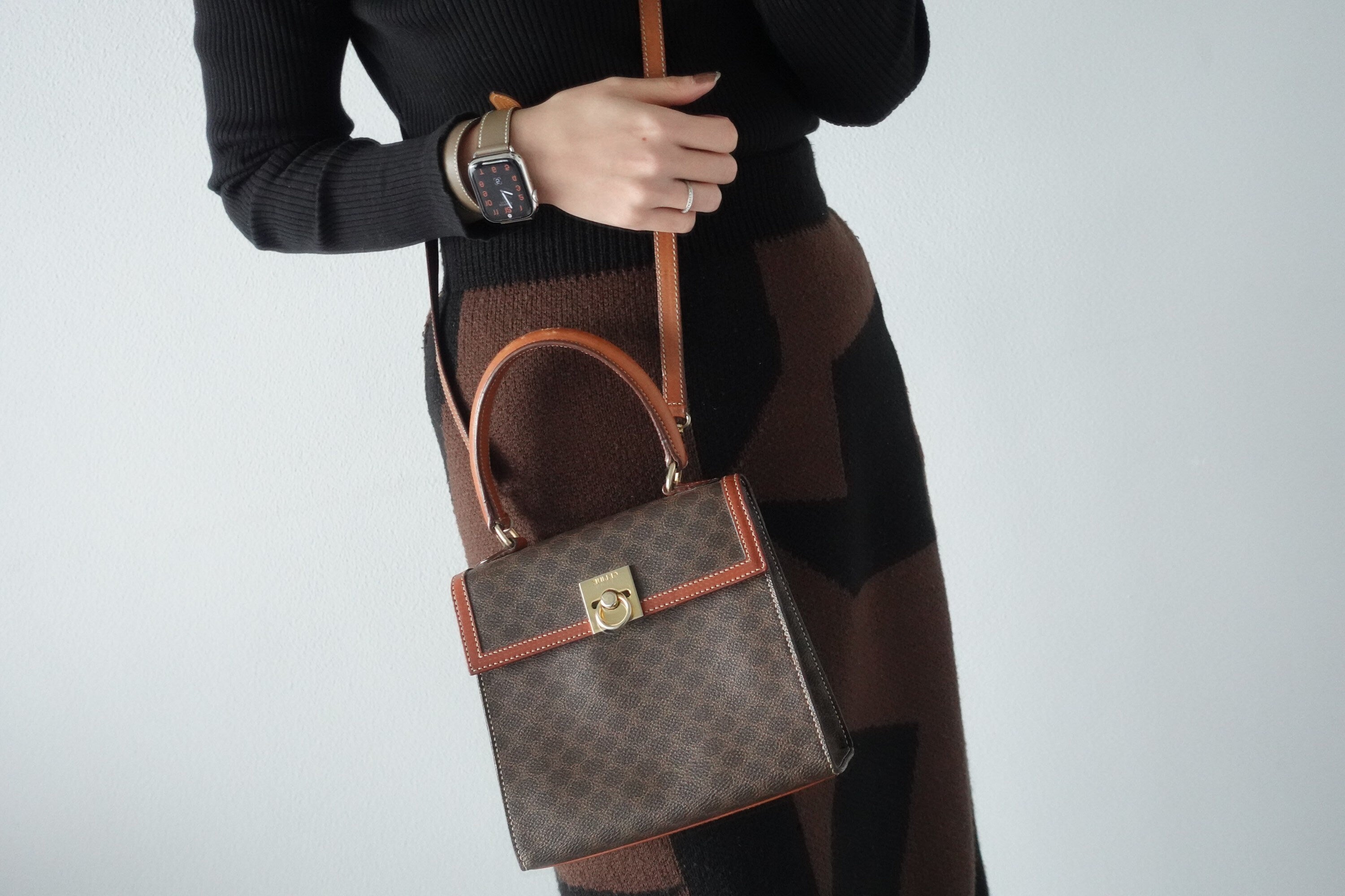 Celine Monogram Macadam Mini Kelly 2way hand Shoulder Bag Authentic Vintage Classical