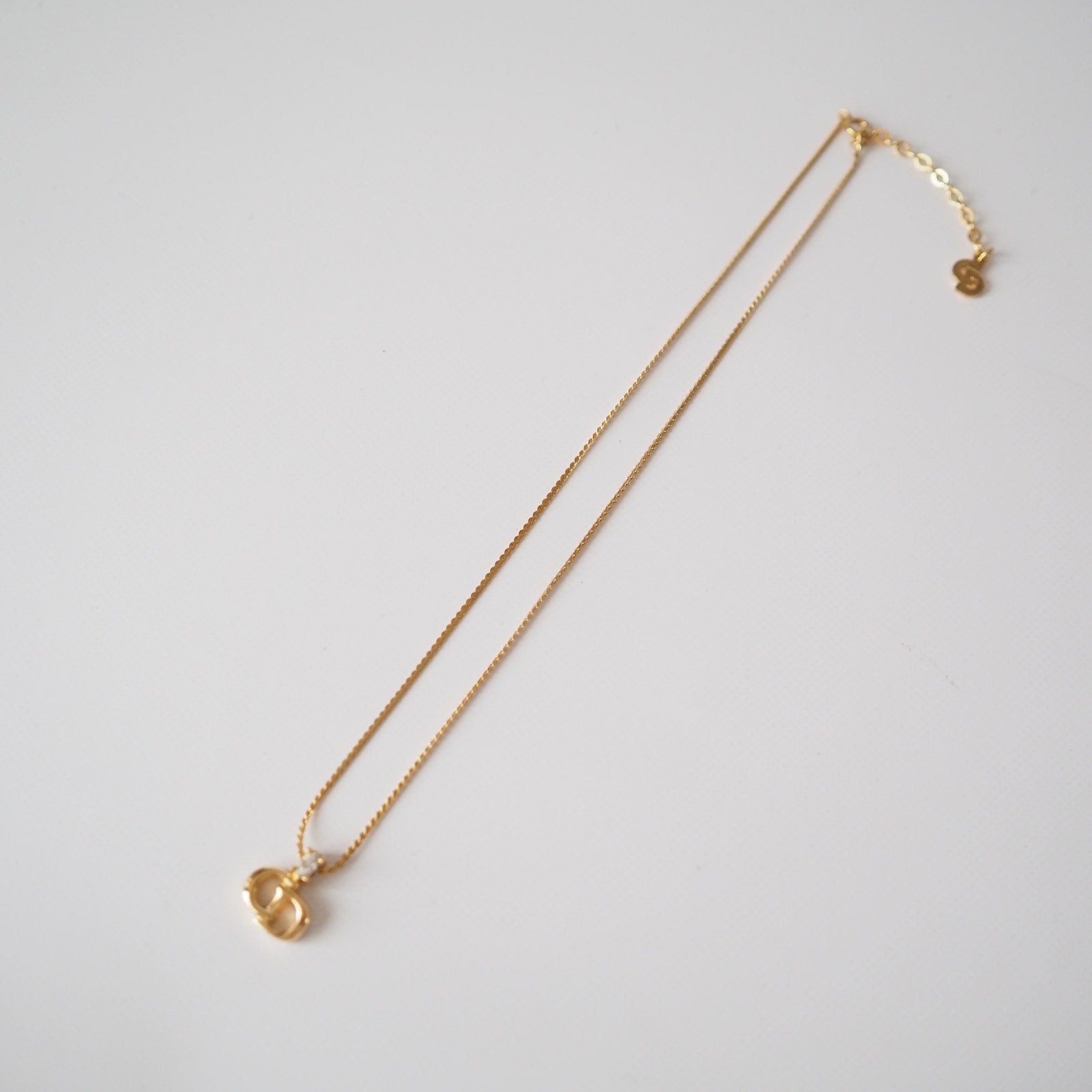 Christian Dior Necklace CD Logo Vintage Metal Gold Authentic