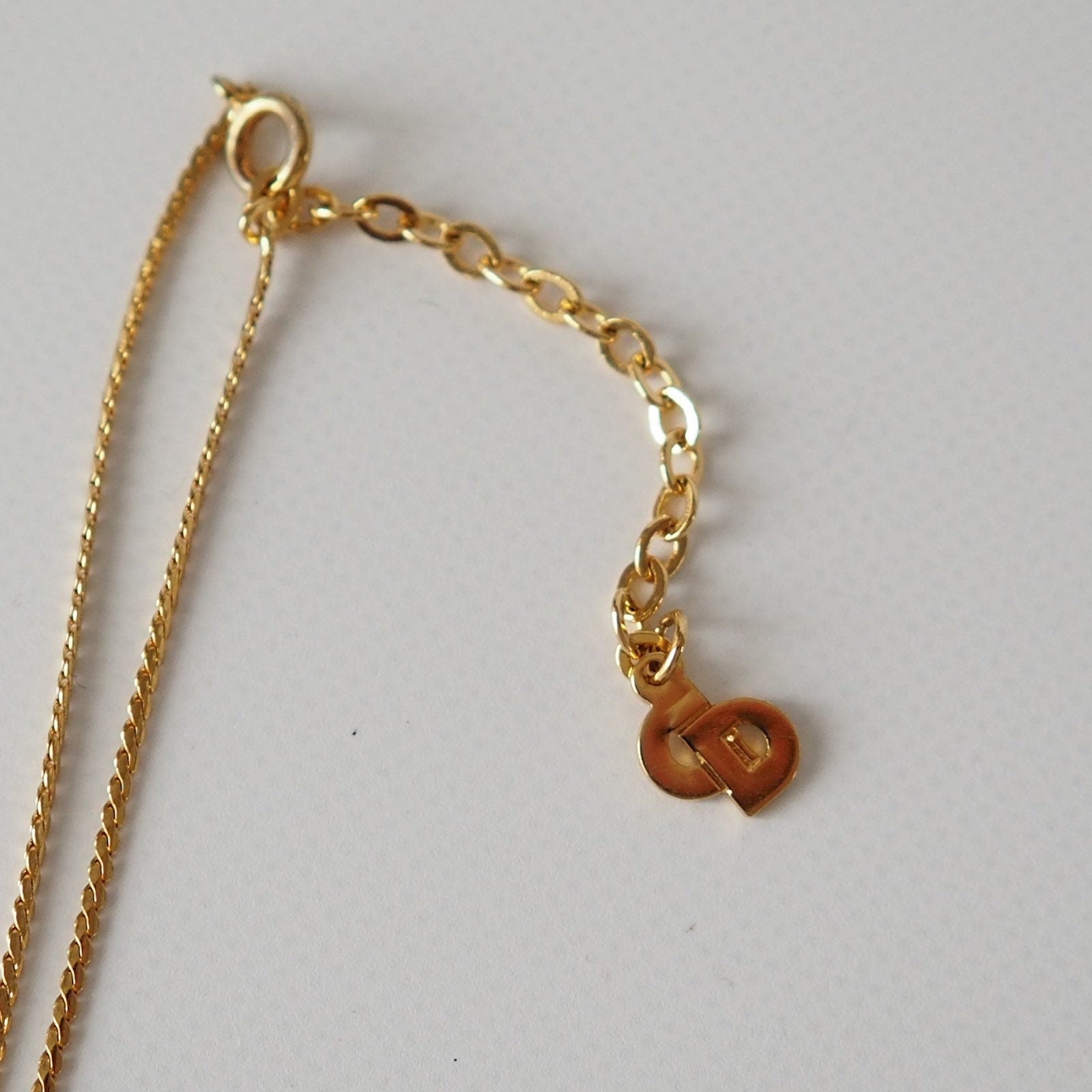 Christian Dior Necklace CD Logo Vintage Metal Gold Authentic