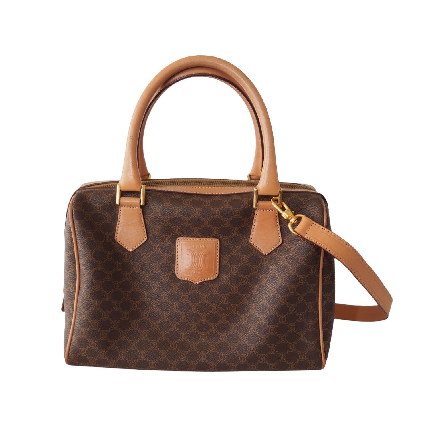 CELINE Macadam 2way Shoulder Hand Boston Bag Authentic Vintage Classical