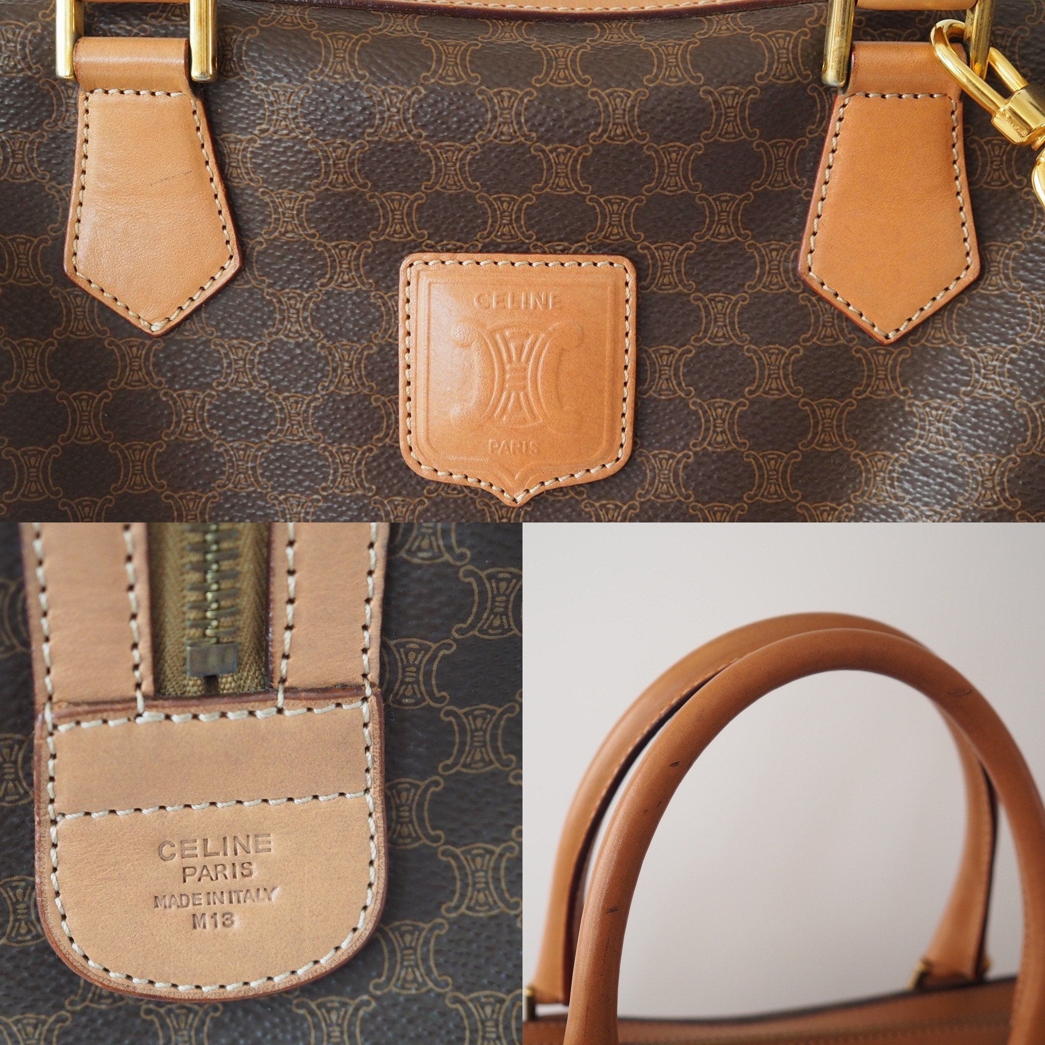 CELINE Macadam 2way Shoulder Hand Boston Bag Authentic Vintage Classical