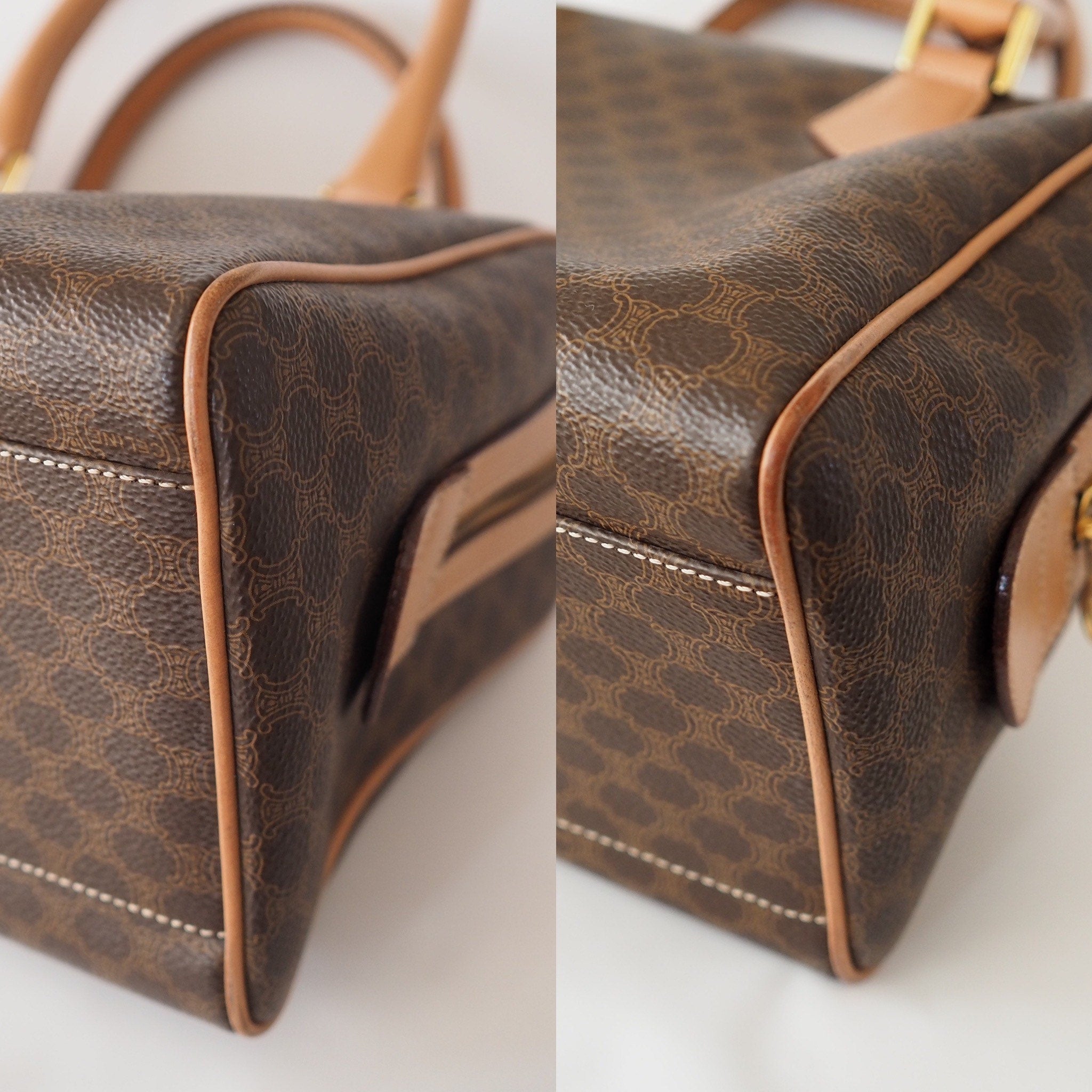 CELINE Macadam 2way Shoulder Hand Boston Bag Authentic Vintage Classical