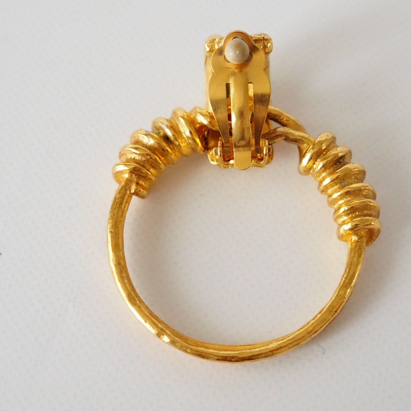 CHANEL Hoop Earrings Coco Mark Gold Authentic