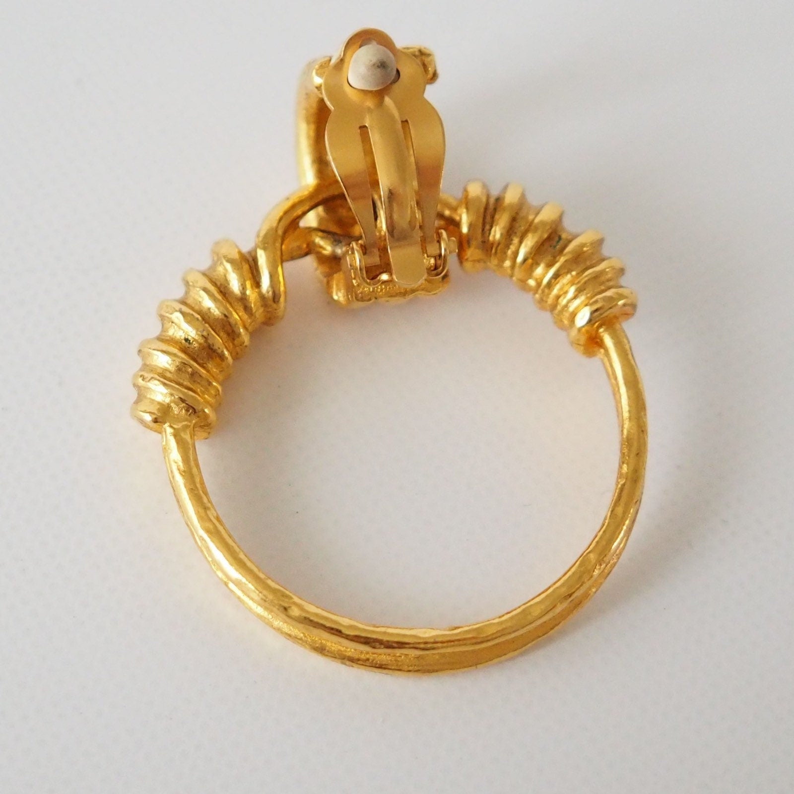 CHANEL Hoop Earrings Coco Mark Gold Authentic