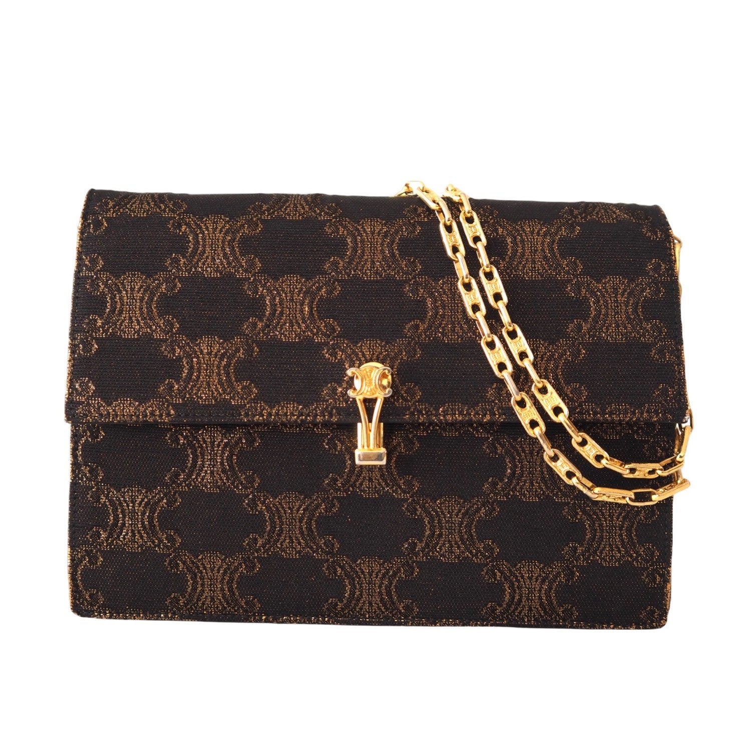 CELINE Macadam Chain Shoulder bag Party Bag Authentic Vintage Classical