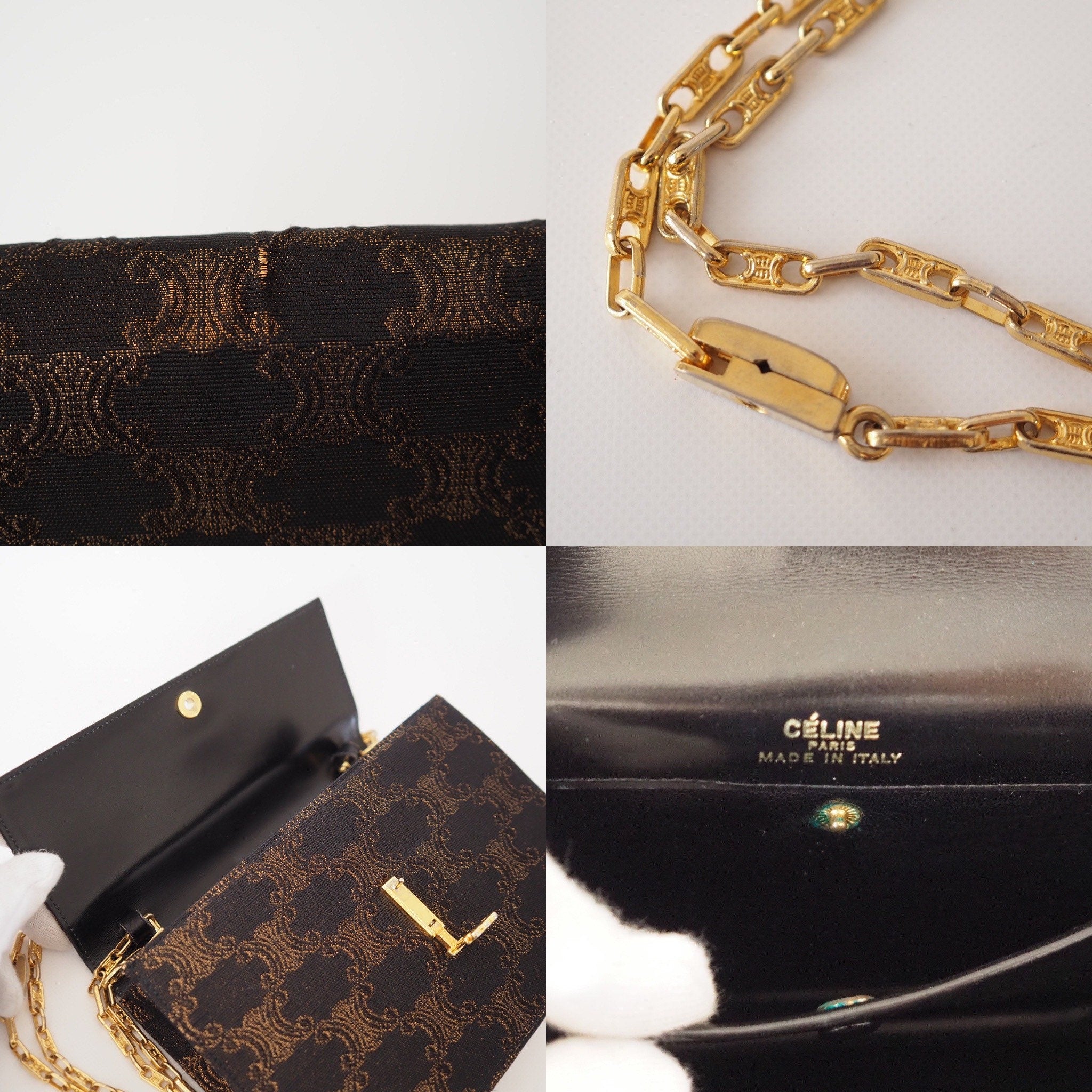 CELINE Macadam Chain Shoulder bag Party Bag Authentic Vintage Classical