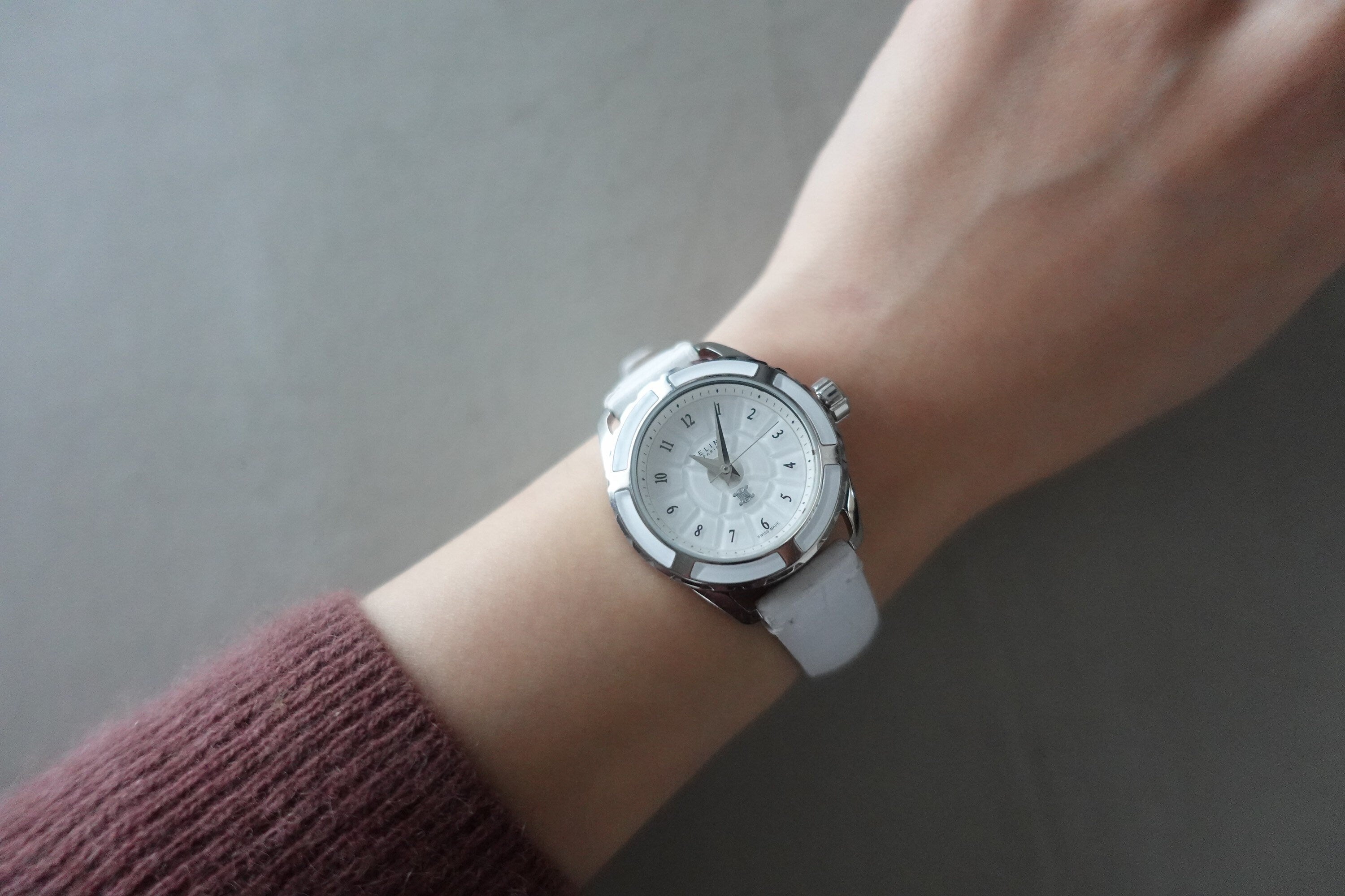 CELINE Watch Wristwatch Macadam Logo Silver Color Steel Quartz Vintage