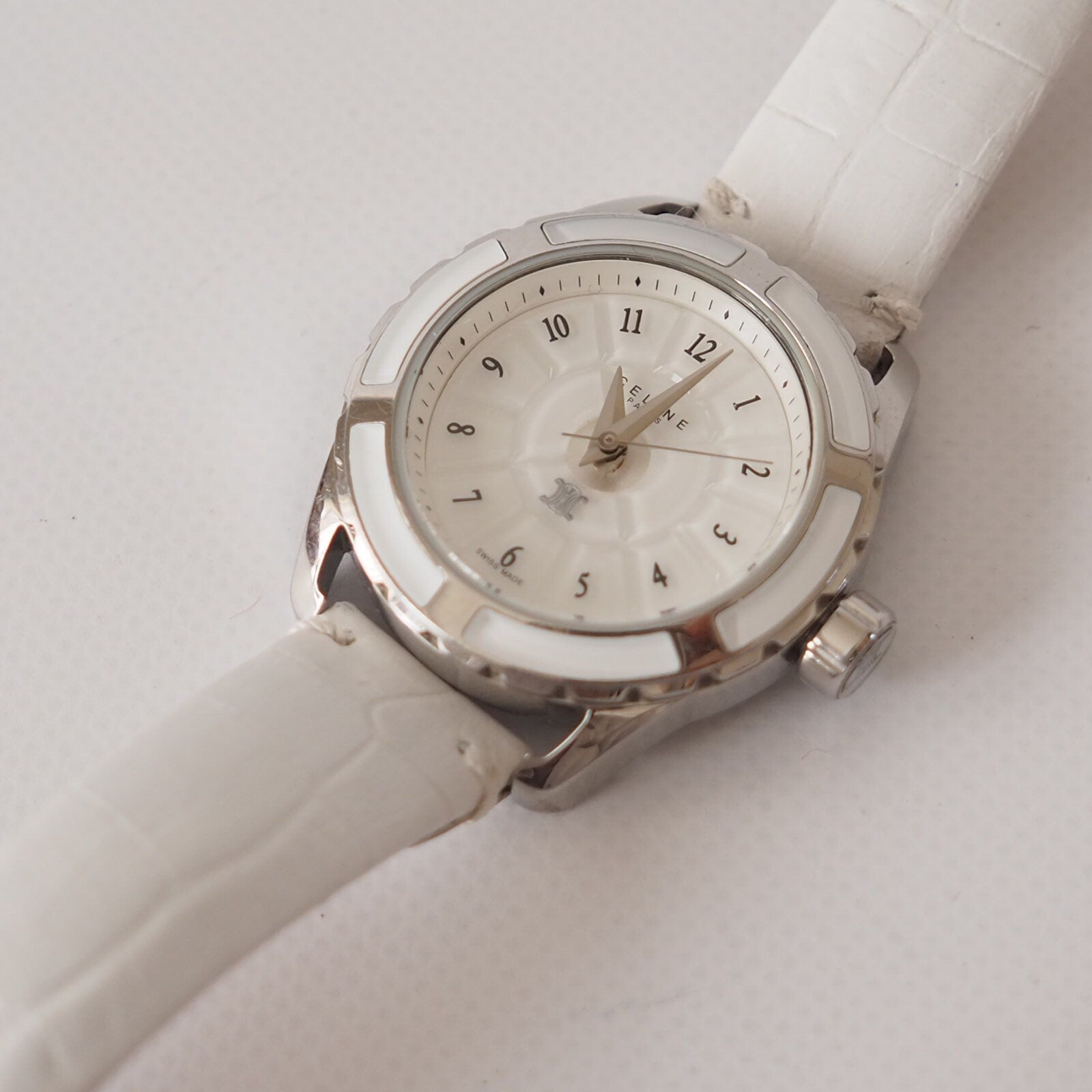 CELINE Watch Wristwatch Macadam Logo Silver Color Steel Quartz Vintage