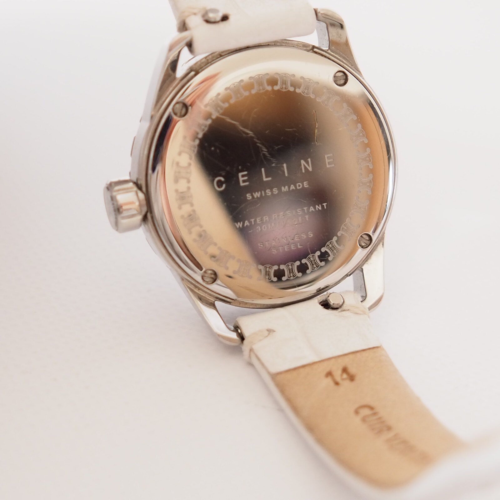 CELINE Watch Wristwatch Macadam Logo Silver Color Steel Quartz Vintage