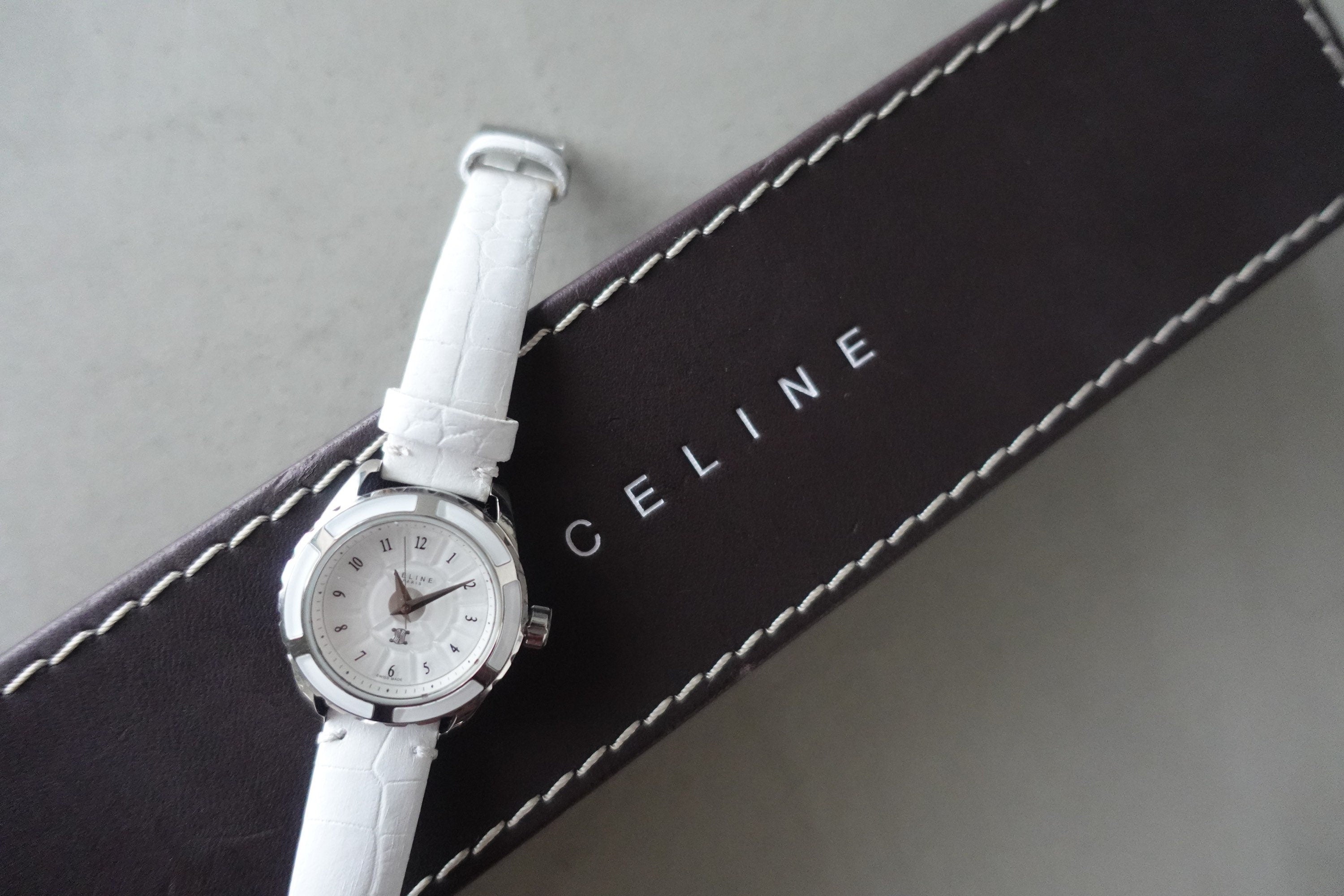 CELINE Watch Wristwatch Macadam Logo Silver Color Steel Quartz Vintage