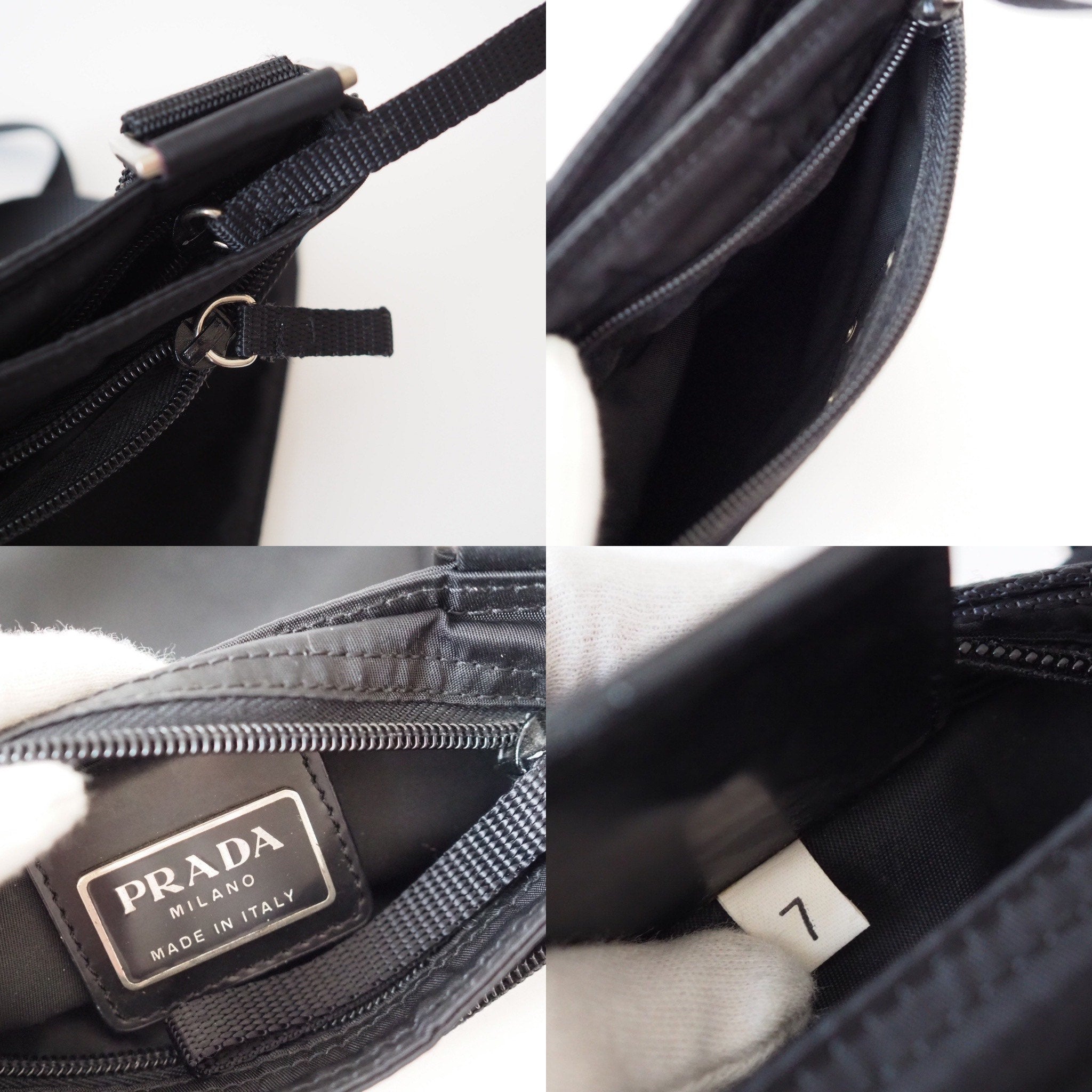 PRADA Nylon Shoulder Bag Sakosh Black Logo Authentic