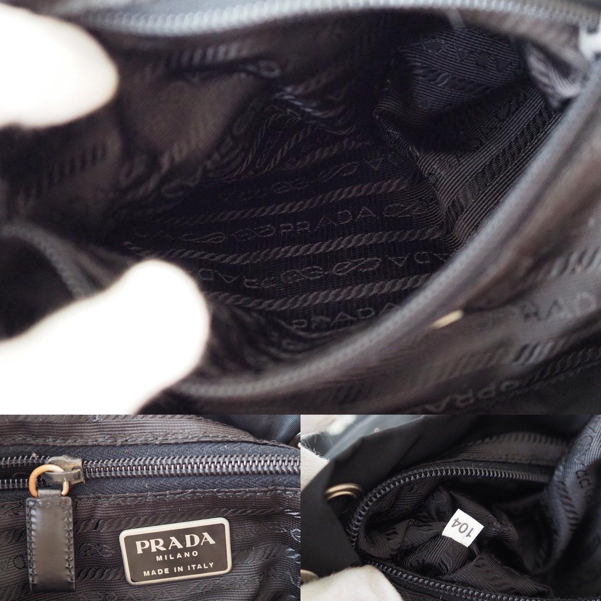PRADA Nylon Backpack Bag Black Logo Purse Authentic