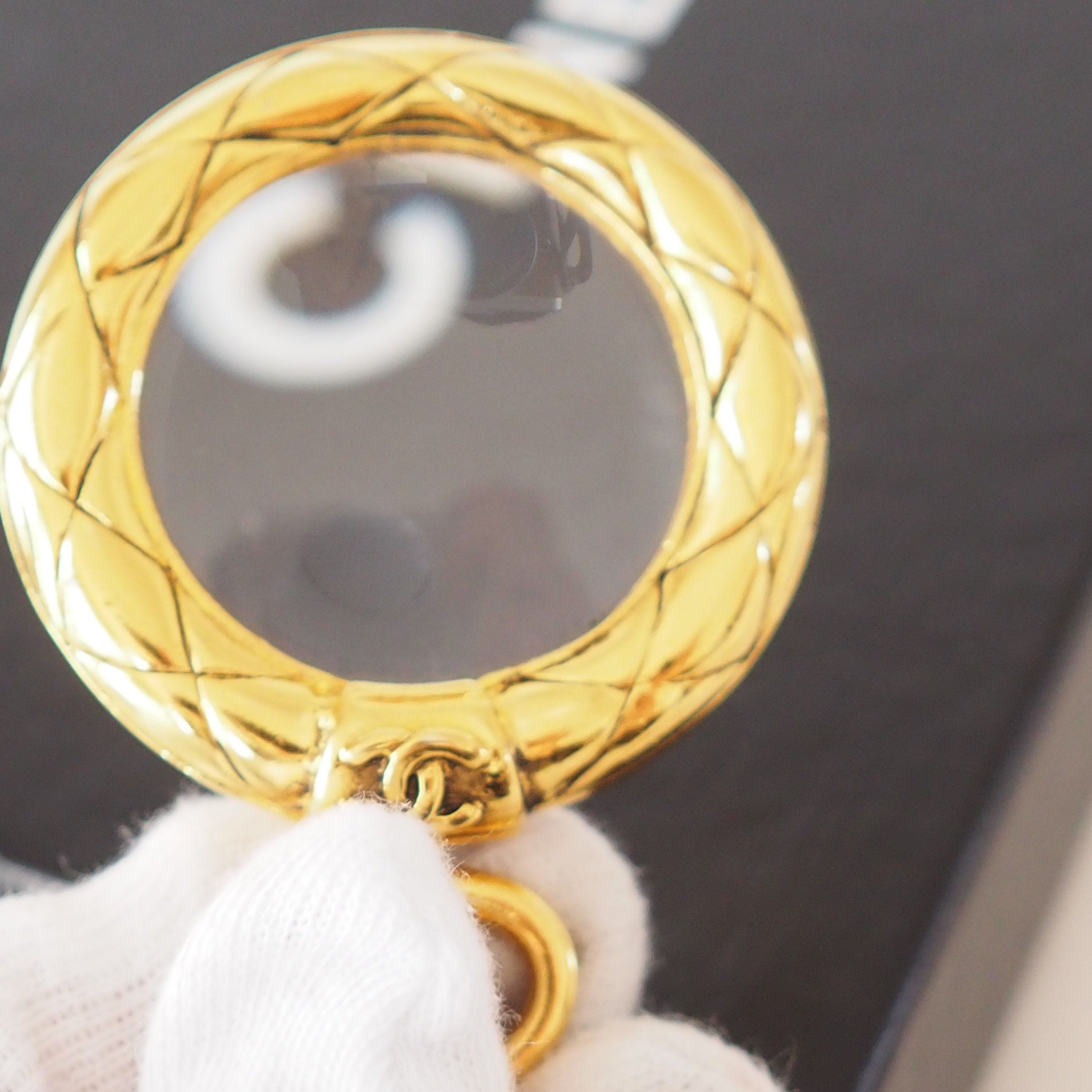 CHANEL Loupe Necklace COCO Mark Gold Plated Loupe Collection Authentic Vintage Rare
