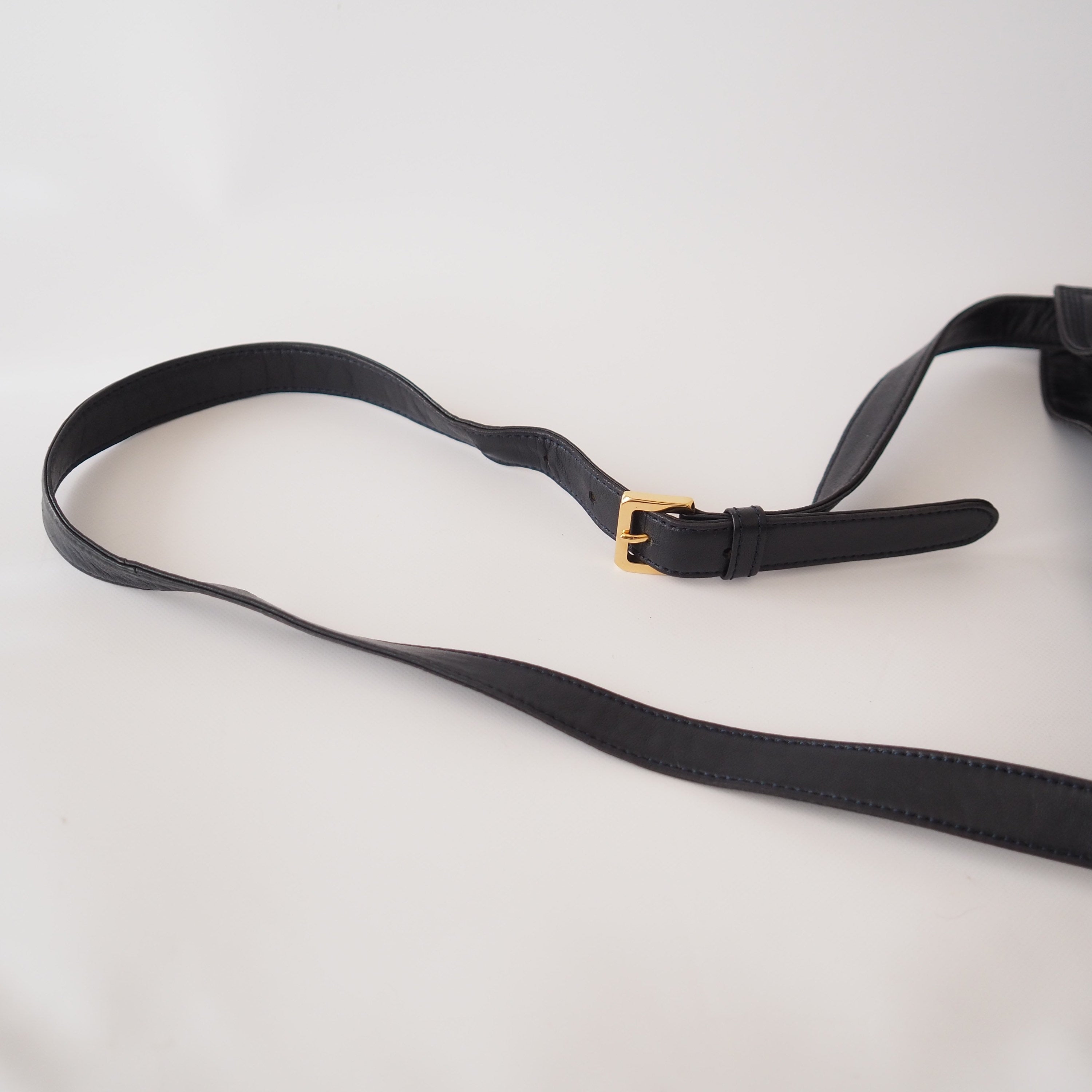 LOEWE Flamenco Anagram Shoulder bag Navy Leather Vintage Authentic