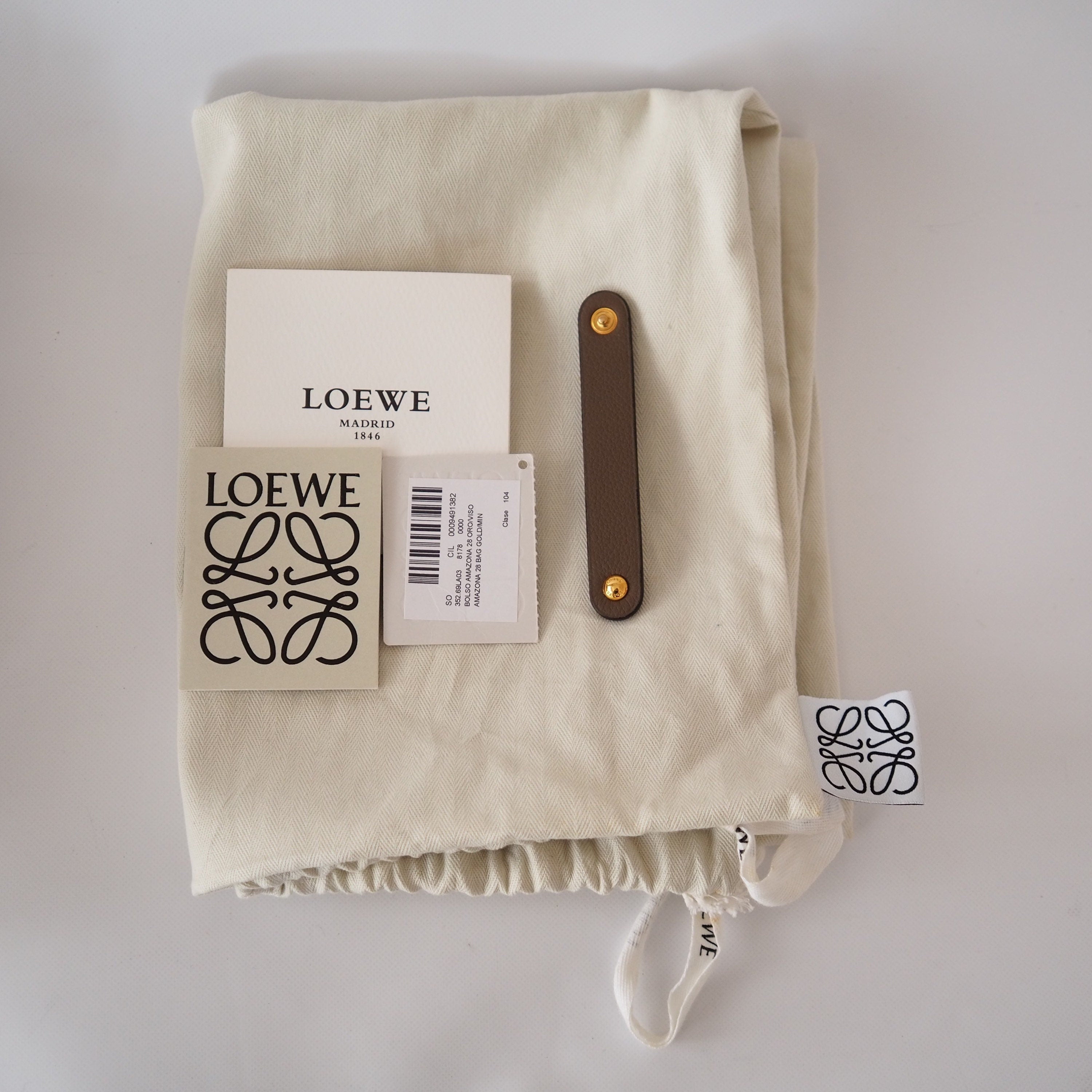 LOEWE Amazona 28 Anagram Hand Mini Boston Bag Leather Beige Brown Authentic