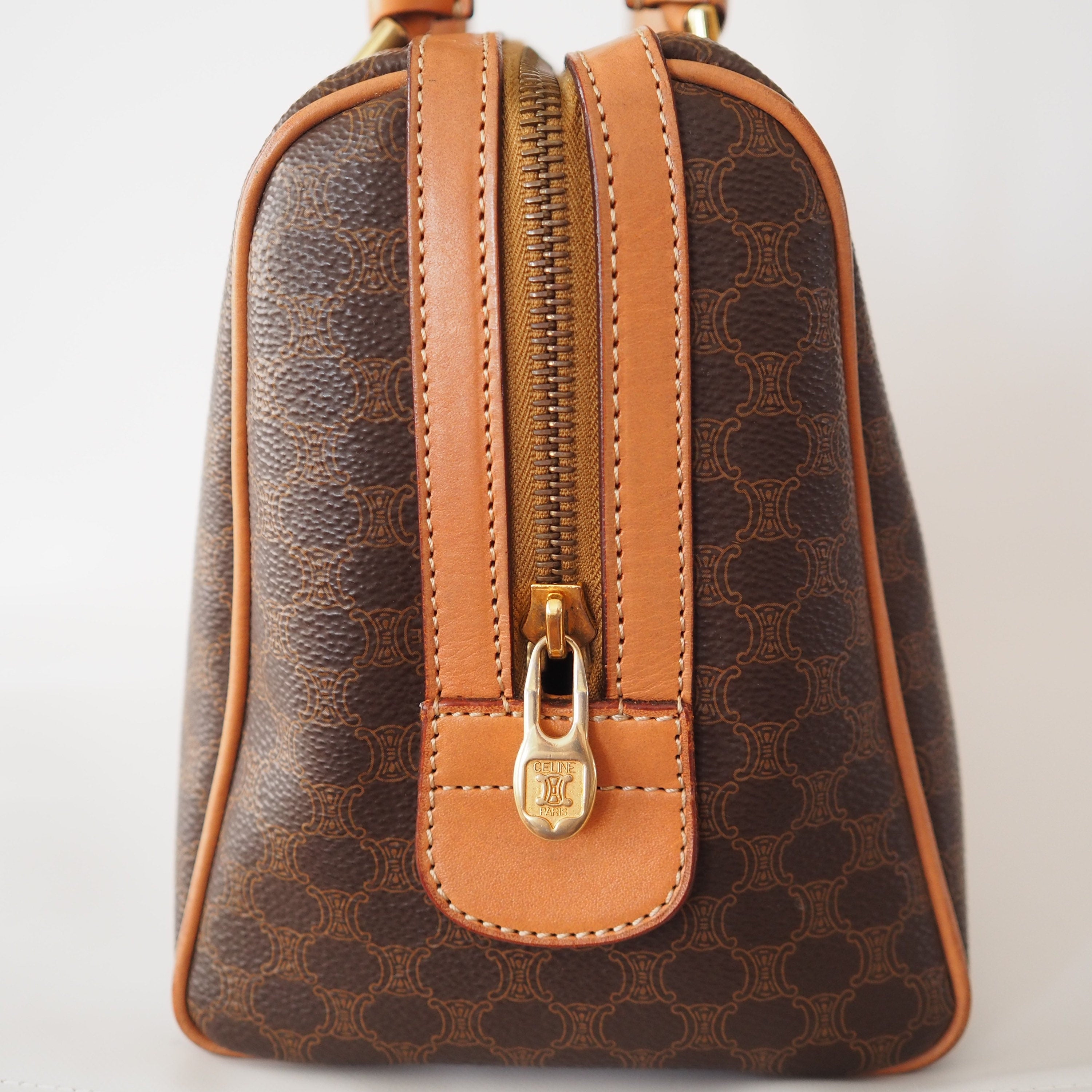 CELINE Macadam 2way Shoulder Hand Boston Bag Authentic Vintage Classical