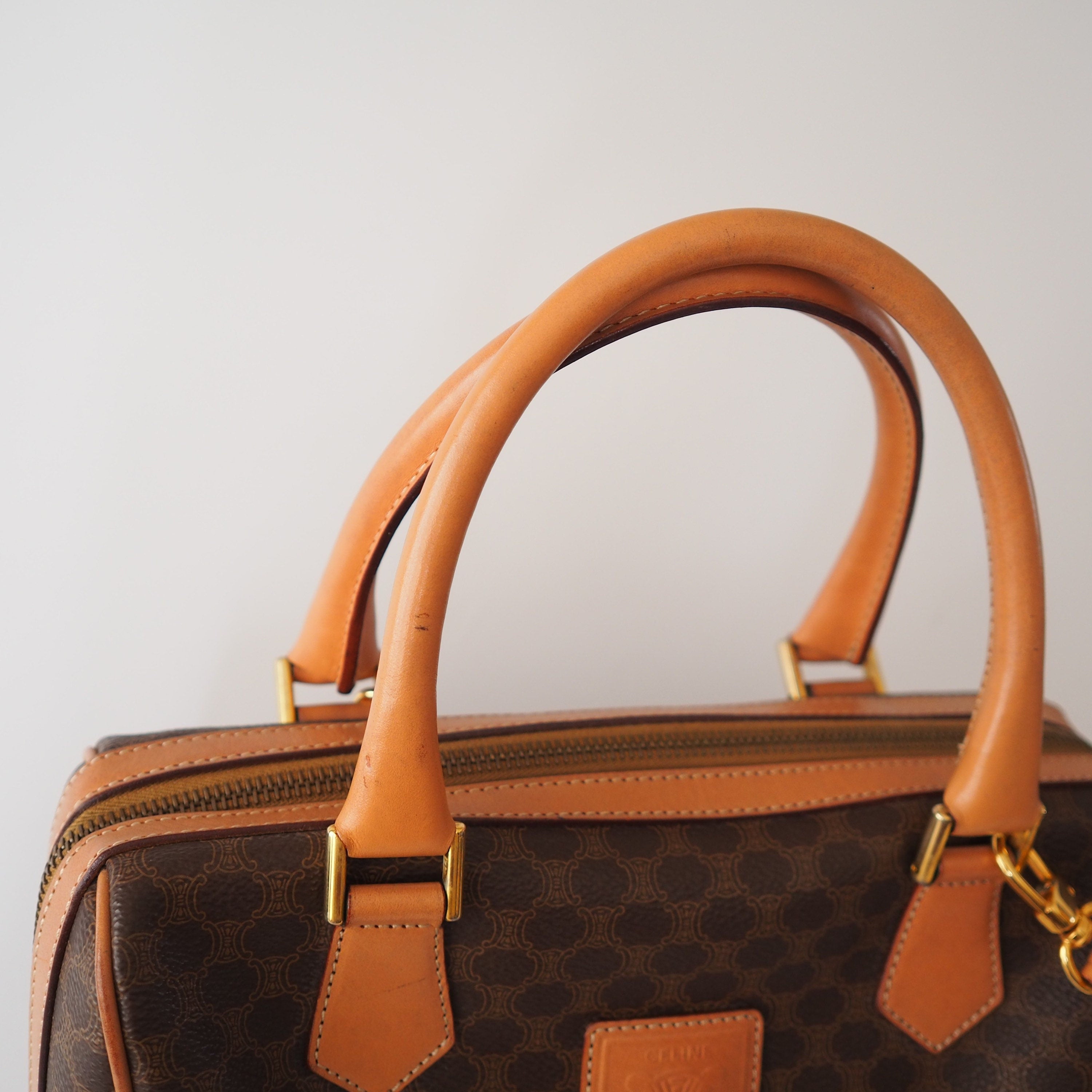 CELINE Macadam 2way Shoulder Hand Boston Bag Authentic Vintage Classical