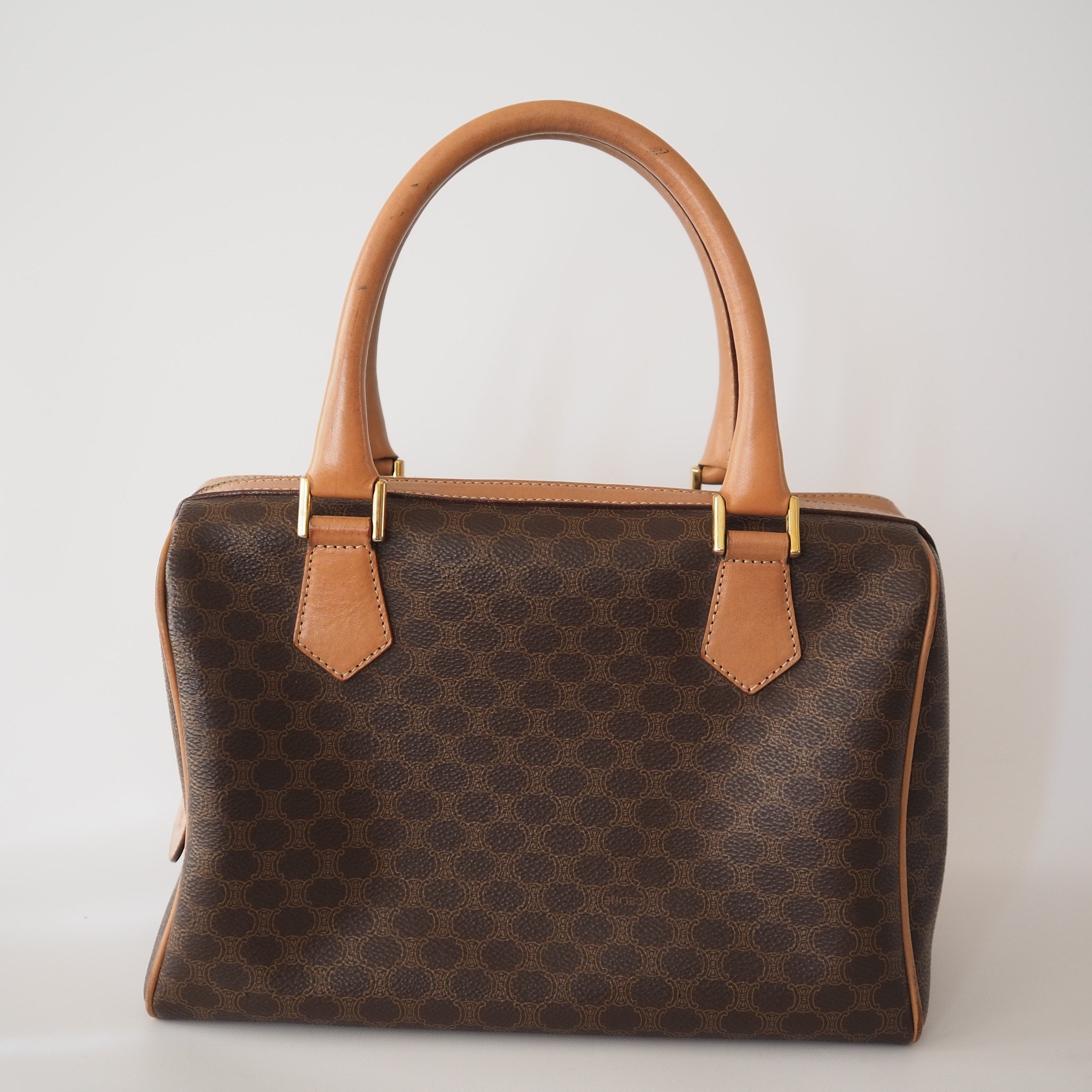 CELINE Macadam 2way Shoulder Hand Boston Bag Authentic Vintage Classical