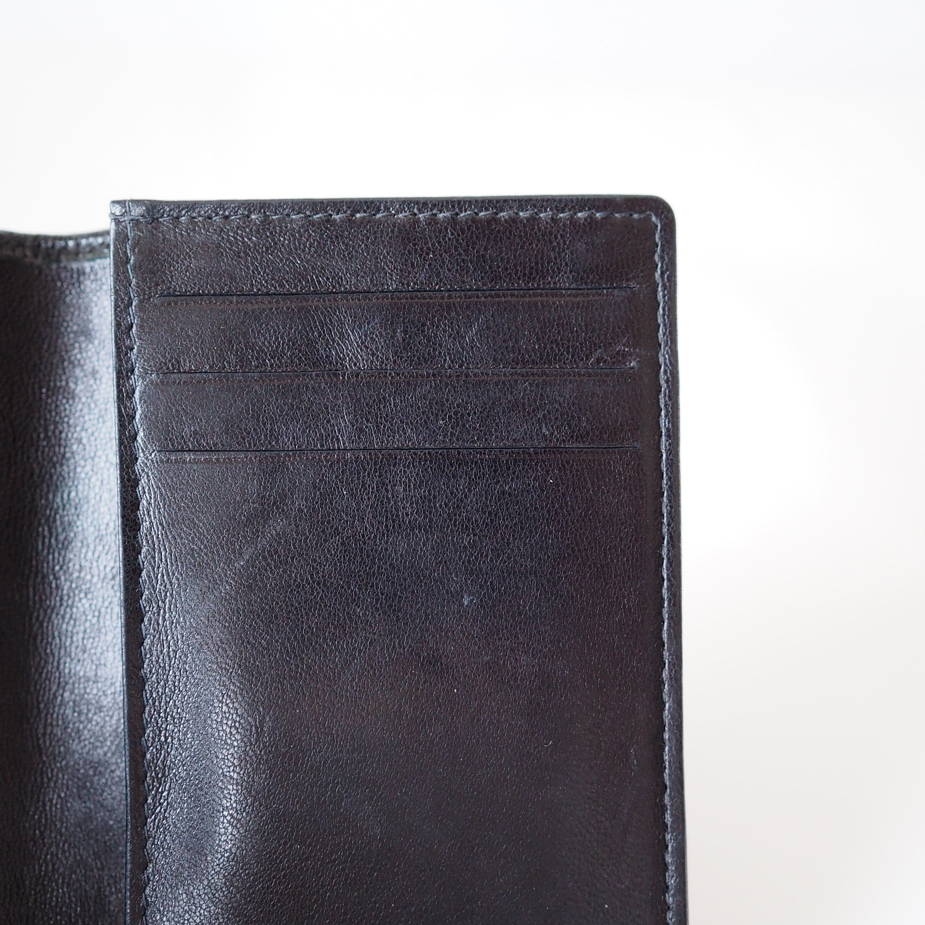 CHANEL Card Case Purse Caviar Skin CC Leather Black Authentic Vintage