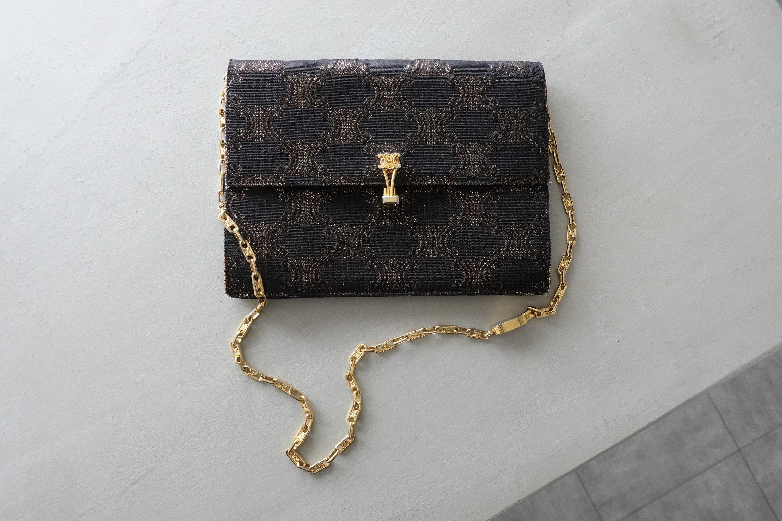 CELINE Macadam Chain Shoulder bag Party Bag Authentic Vintage Classical