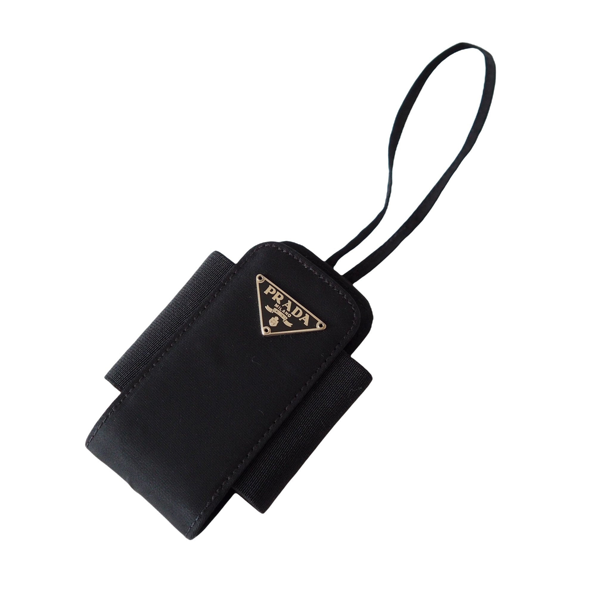 PRADA Nylon Phone IQOS Airpots Case Pouch Black Logo Purse Authentic