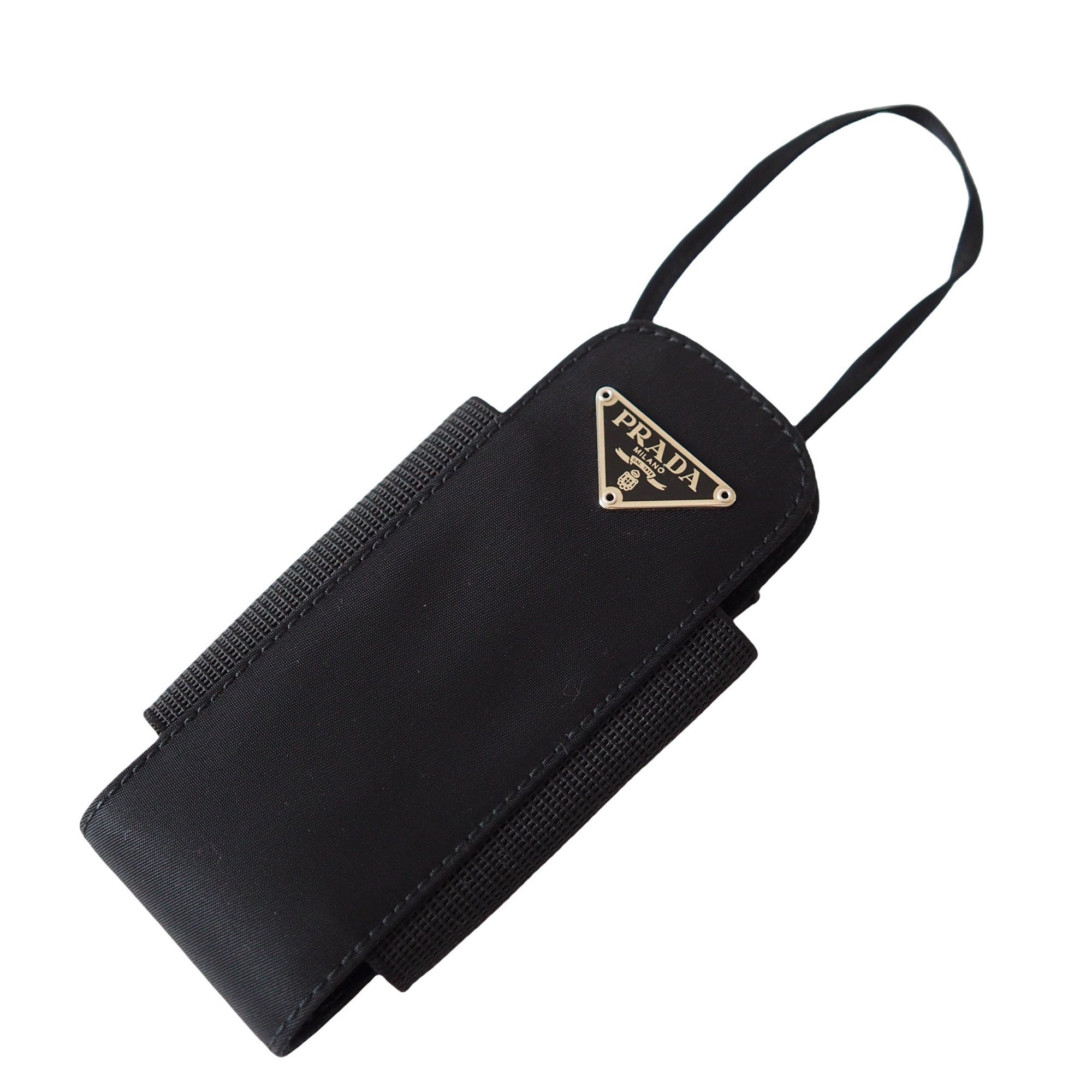 PRADA Nylon Phone IQOS Airpots Case Pouch Black Logo Purse Authentic