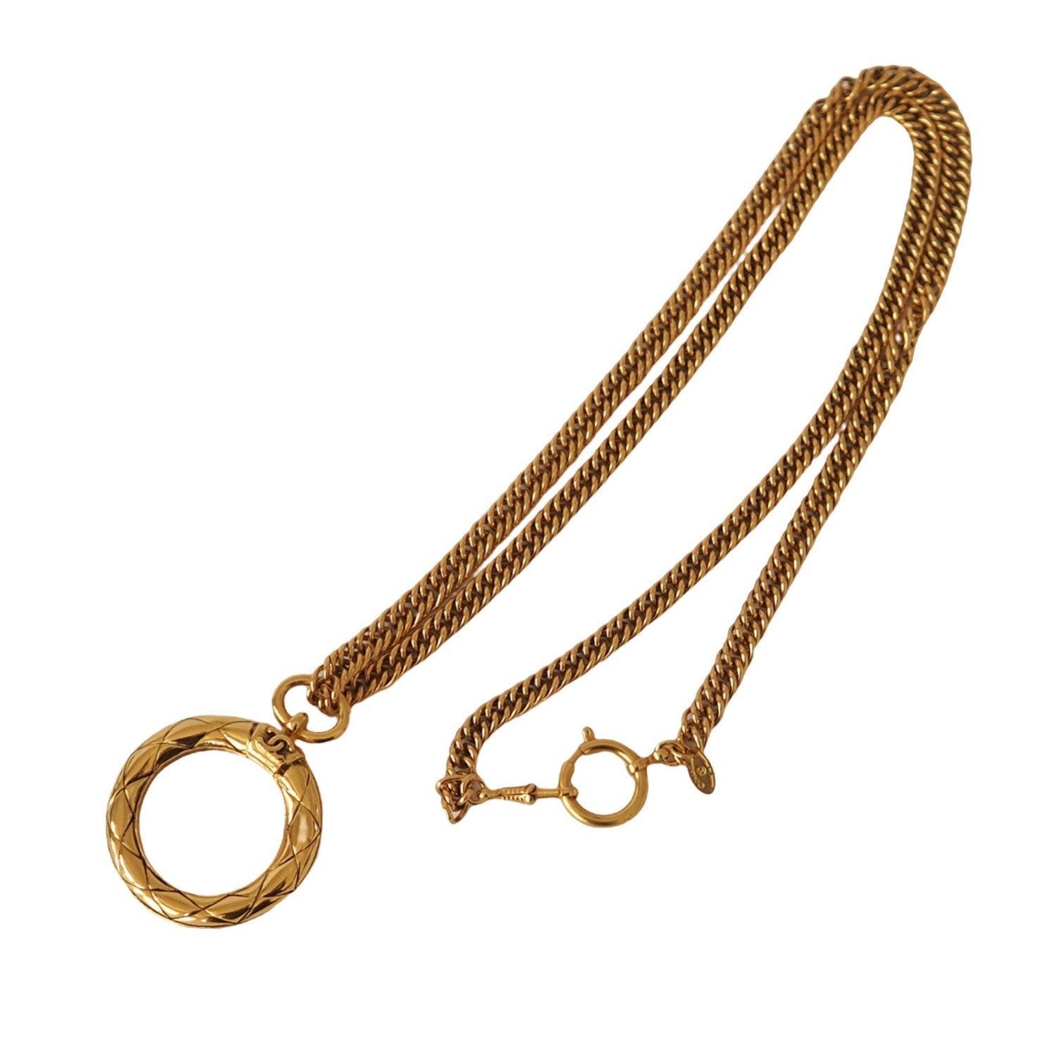 CHANEL Loupe Necklace COCO Mark Gold Plated Loupe Collection Authentic Vintage Rare