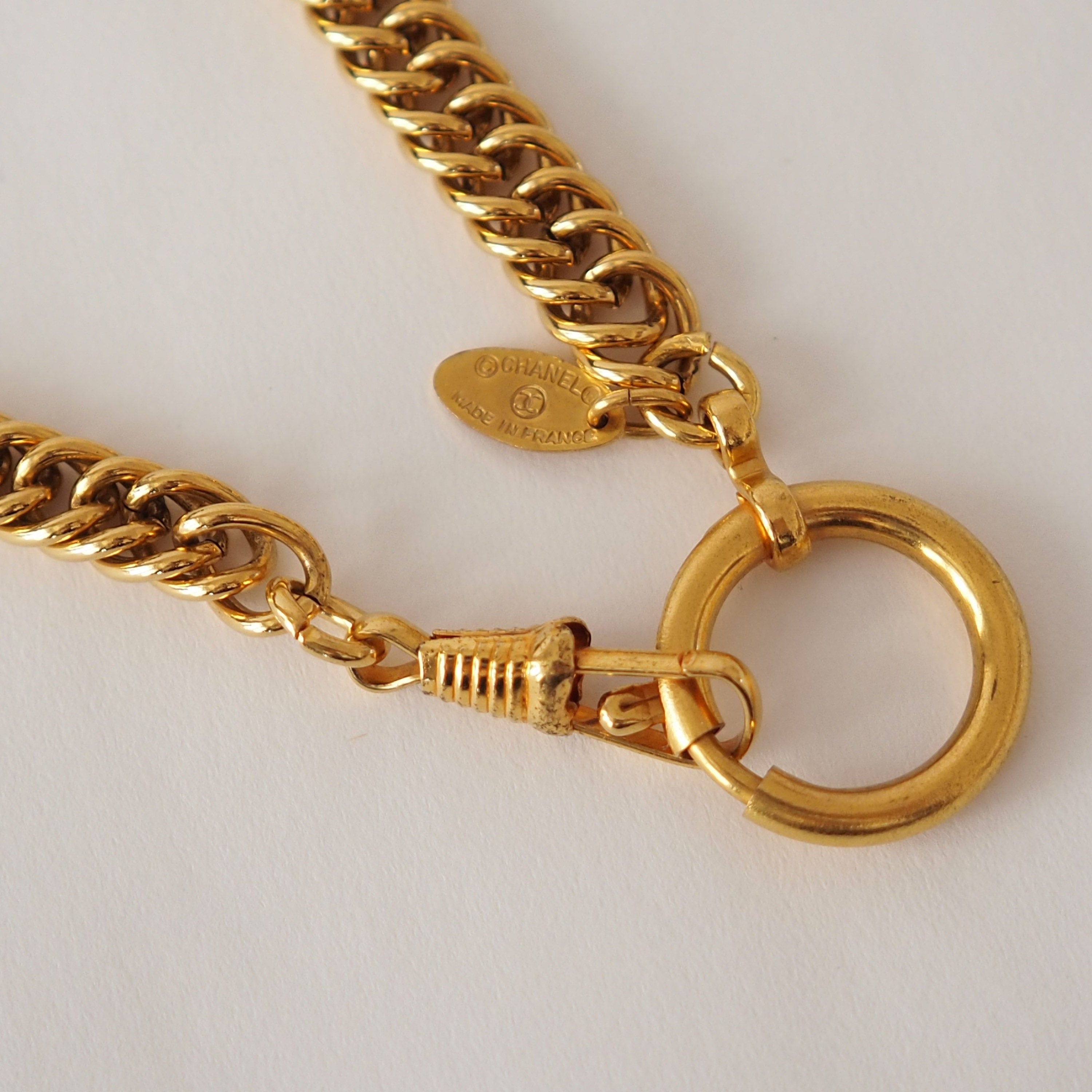 CHANEL Loupe Necklace COCO Mark Gold Plated Loupe Collection Authentic Vintage Rare